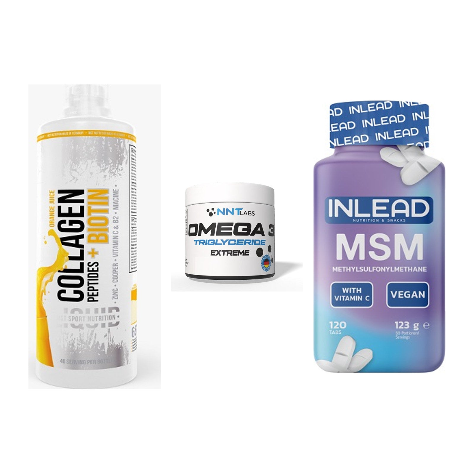 Gelenk-Set: MST Collagen + NNT Omega 3 + INLEAD MSM – alle enthaltenen Artikel