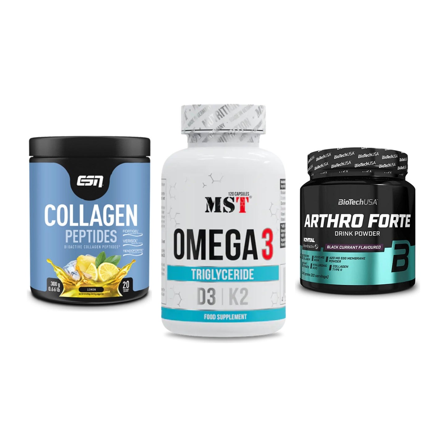 Gelenk-Set: ESN Collagen + MST Omega 3 500 + BioTech Arthro – alle enthaltenen Artikel