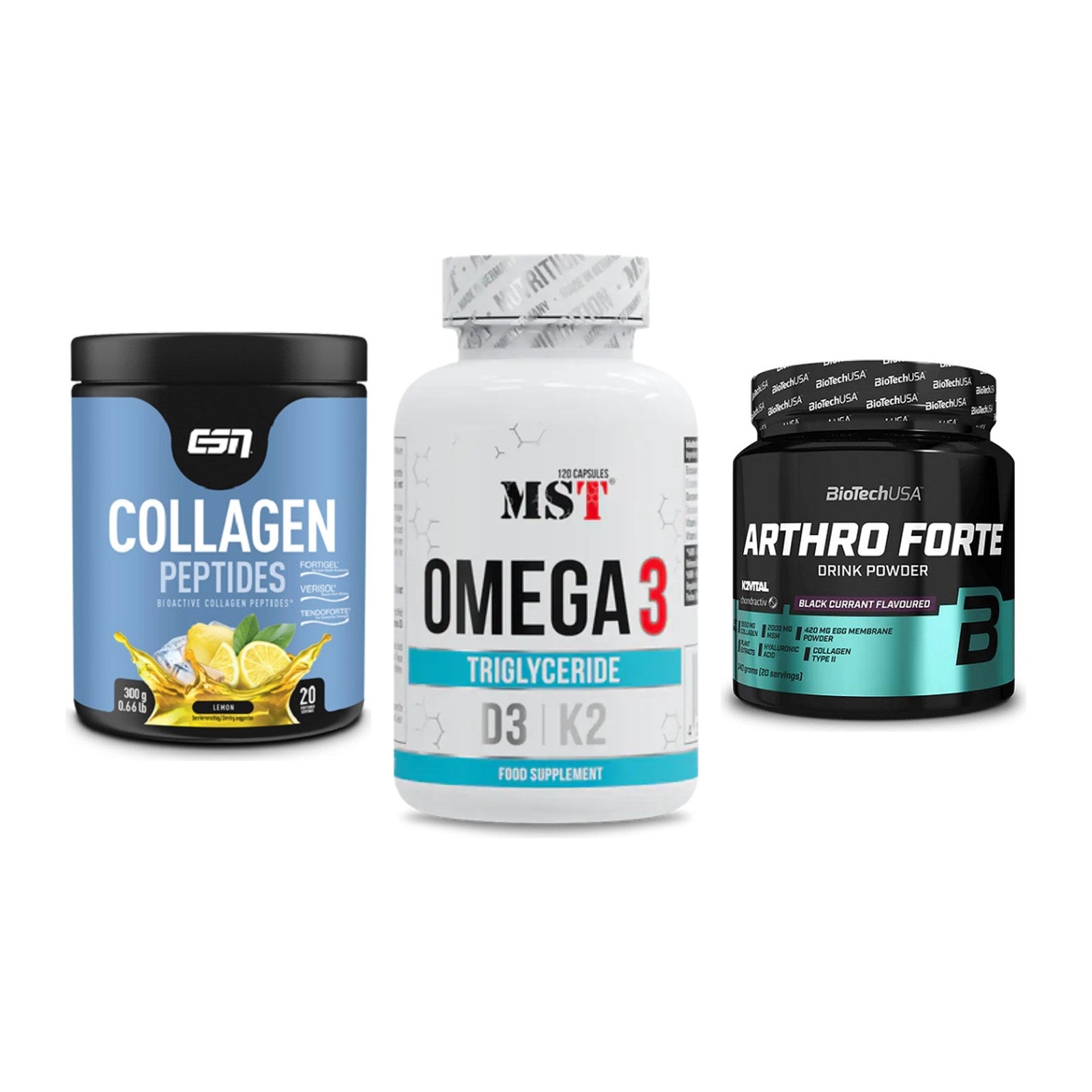 Gelenk-Set: ESN Collagen + MST Omega 3 500 + BioTech Arthro – alle enthaltenen Artikel