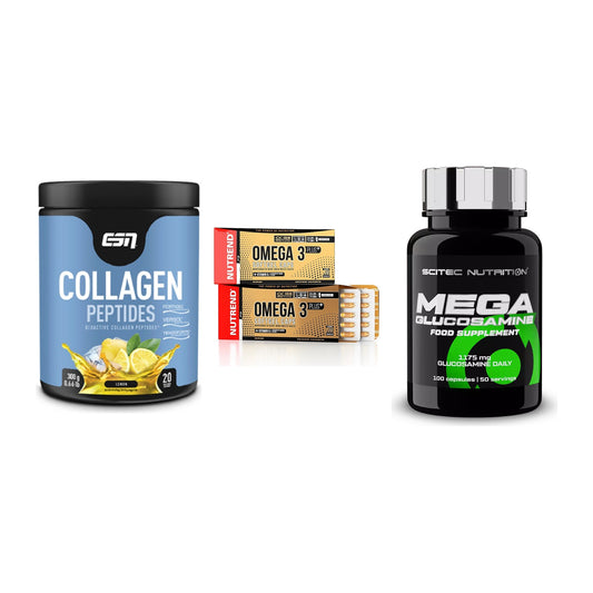 Gelenk-Set: ESN Collagen + Nutrend Omega 3 + Scitec Mega – alle enthaltenen Artikel