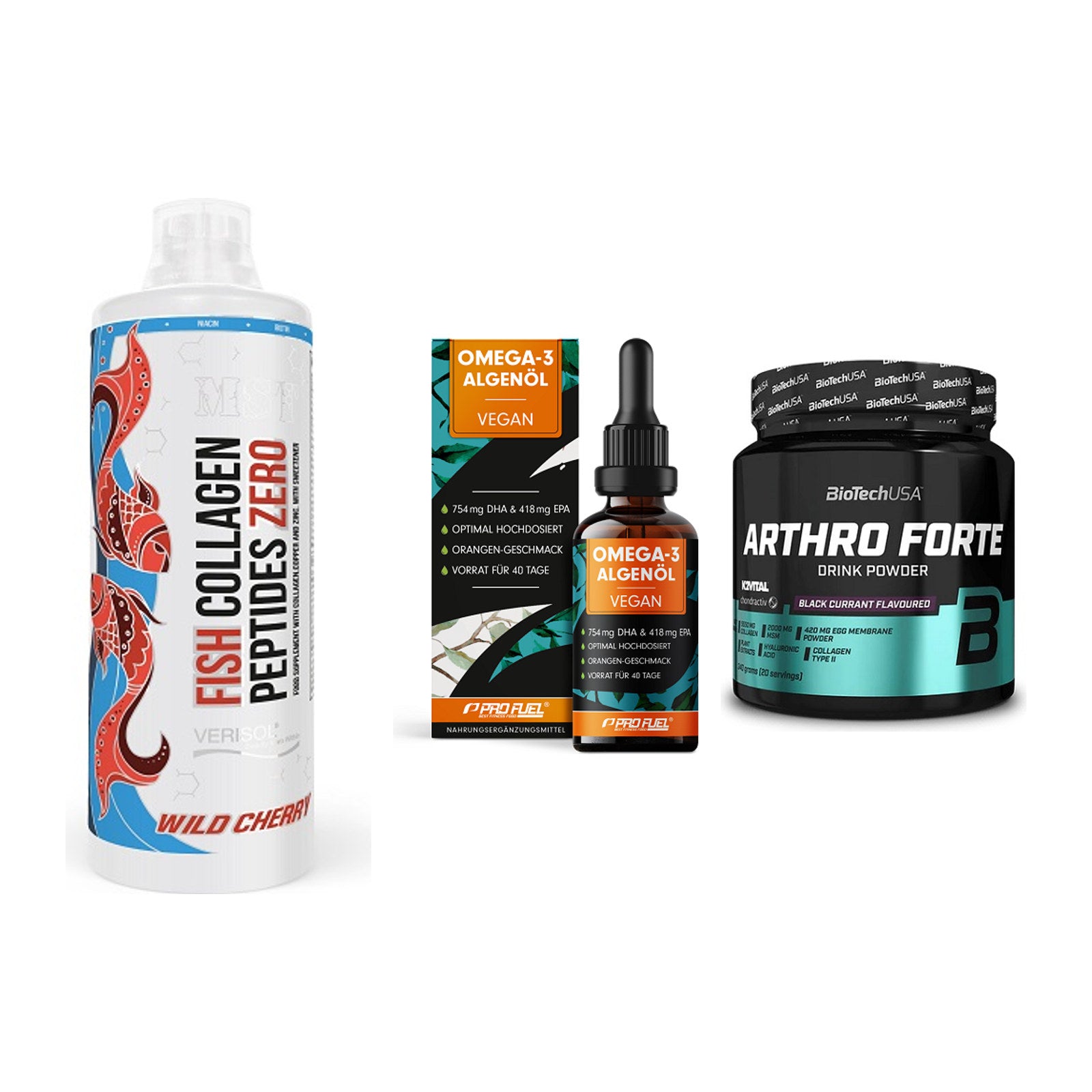 Gelenk-Set: MST Fish Collagen + ProFuel Omega 3 + BioTech Arthro – alle enthaltenen Artikel
