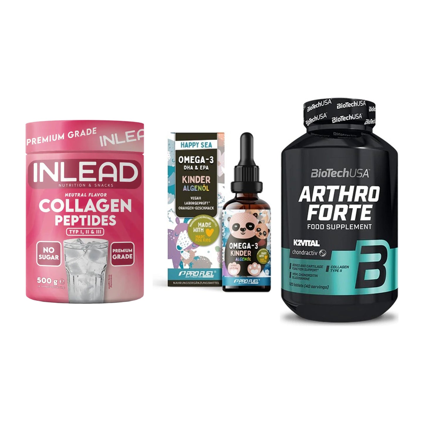 Gelenk-Set: INLEAD Collagen + ProFuel OMEGA-3 + BioTech Arthro – alle enthaltenen Artikel