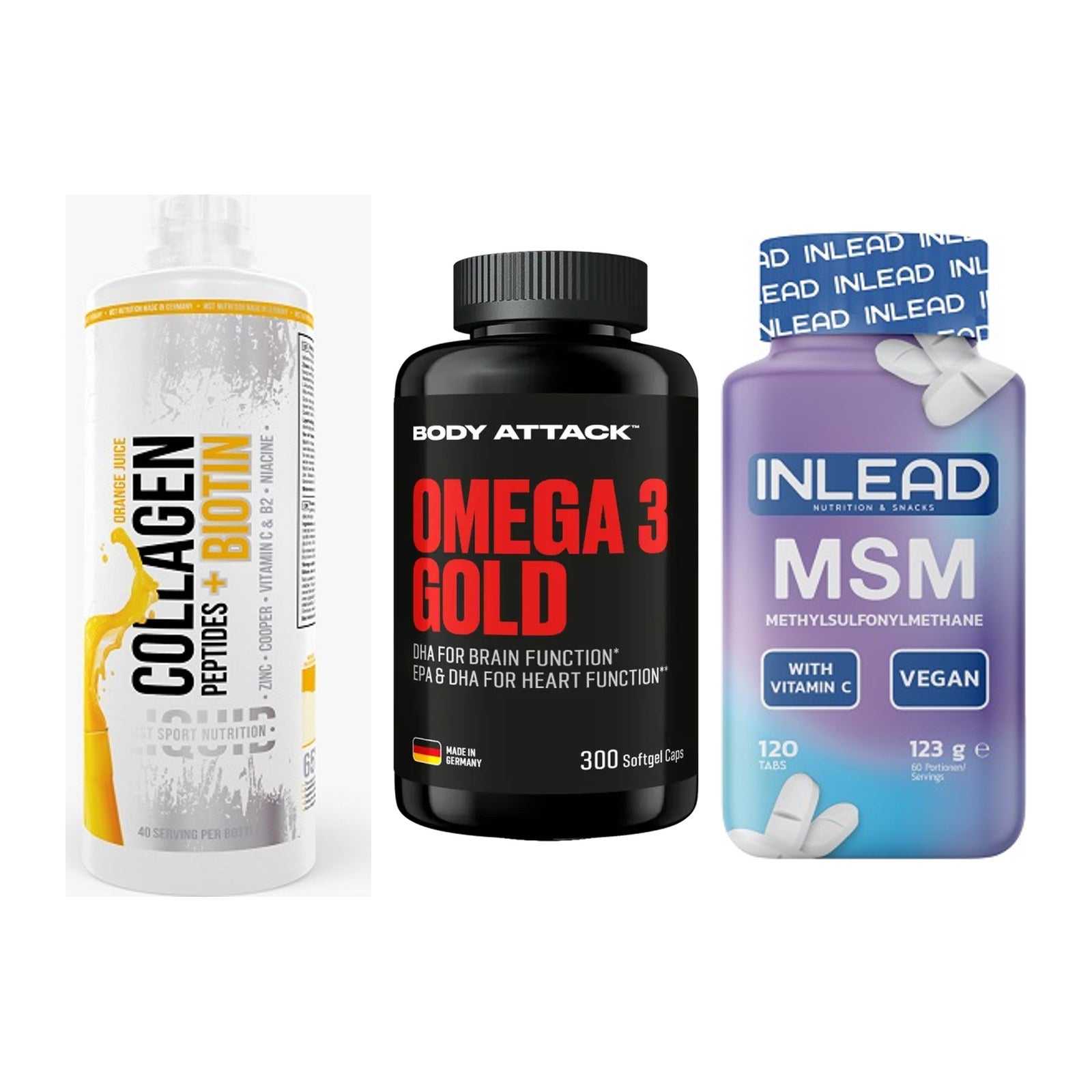 Gelenk-Set: MST Collagen + Body Attack Omega + INLEAD MSM – alle enthaltenen Artikel