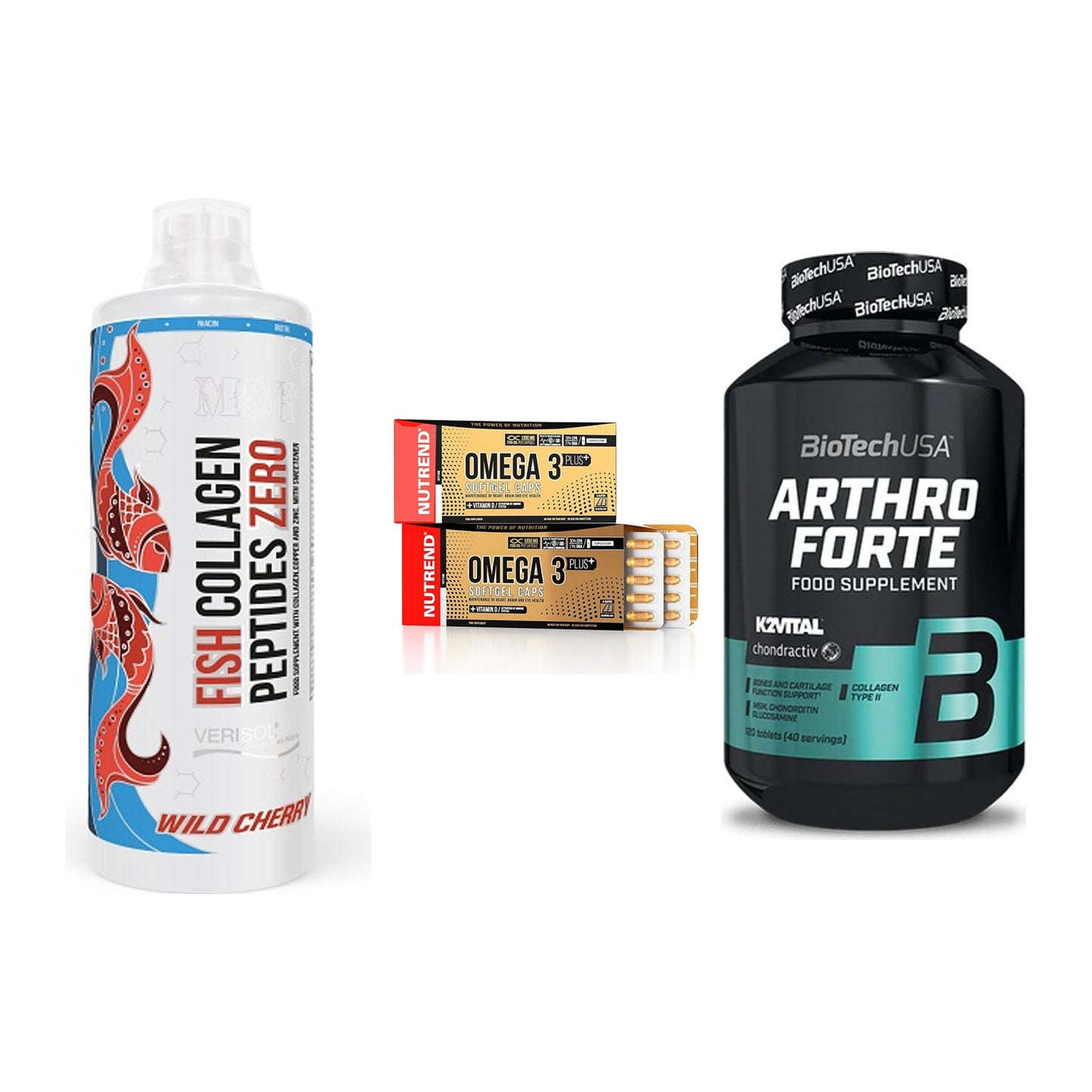 Gelenk-Set: MST Fish Collagen + Nutrend Omega 3 + BioTech Arthro – alle enthaltenen Artikel