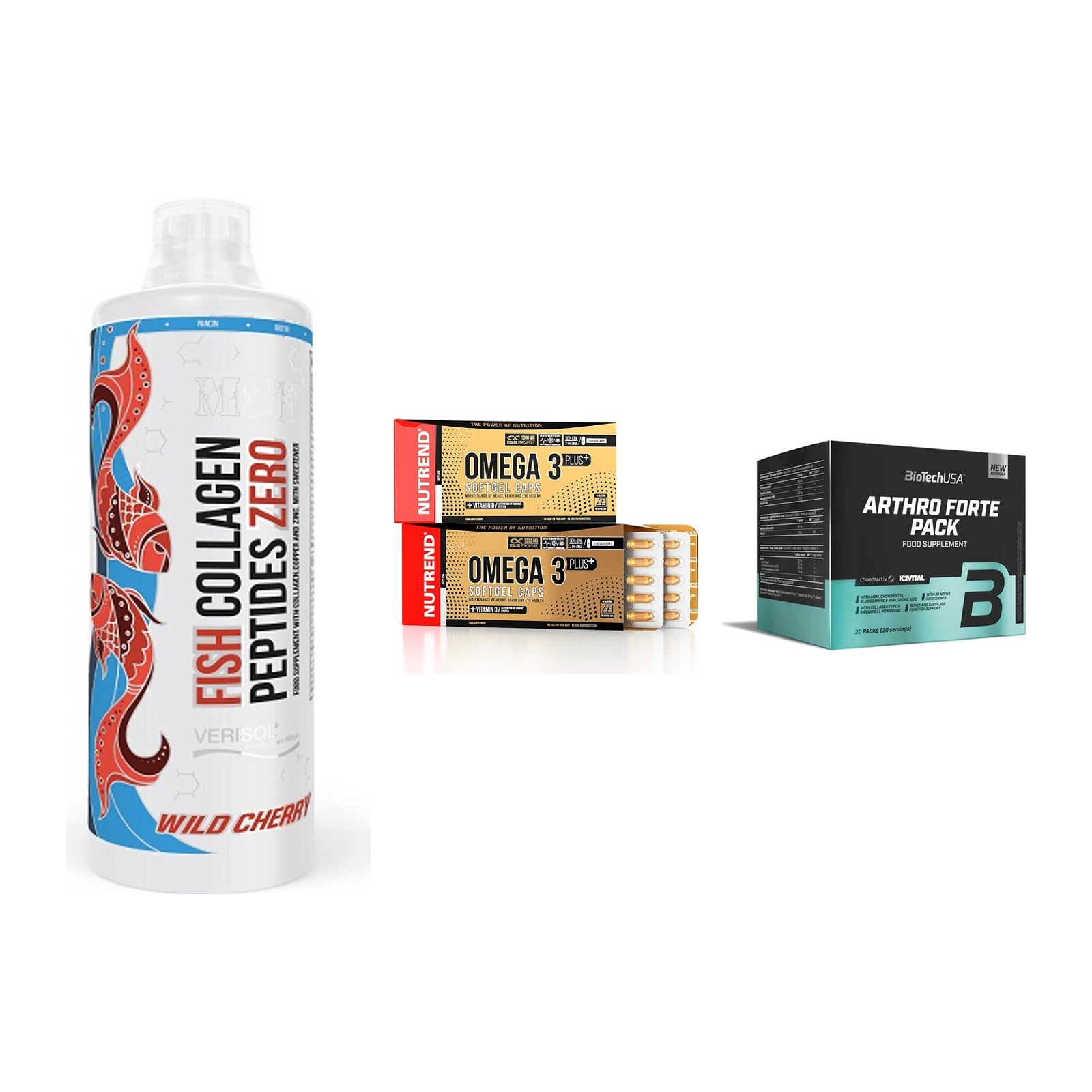 Gelenk-Set: MST Fish Collagen + Nutrend Omega 3 + BioTech Arthro – alle enthaltenen Artikel