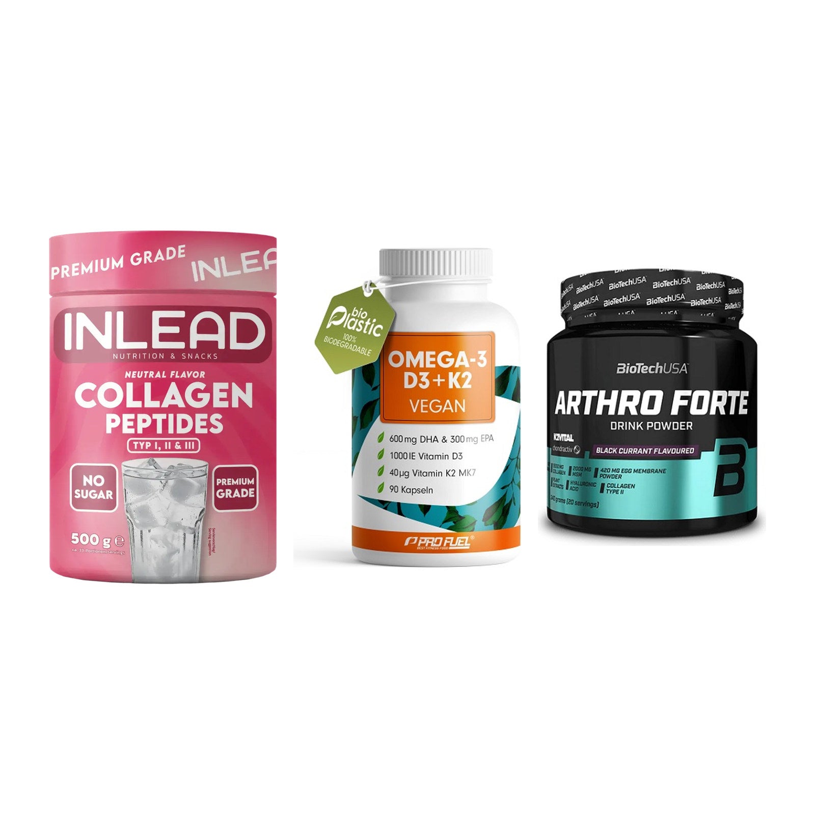 Gelenk-Set: INLEAD Collagen + ProFuel Omega 3 + BioTech Arthro – alle enthaltenen Artikel