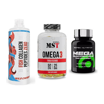 Gelenk-Set: MST Fish Collagen + MST Omega 3 + Scitec Mega – alle enthaltenen Artikel