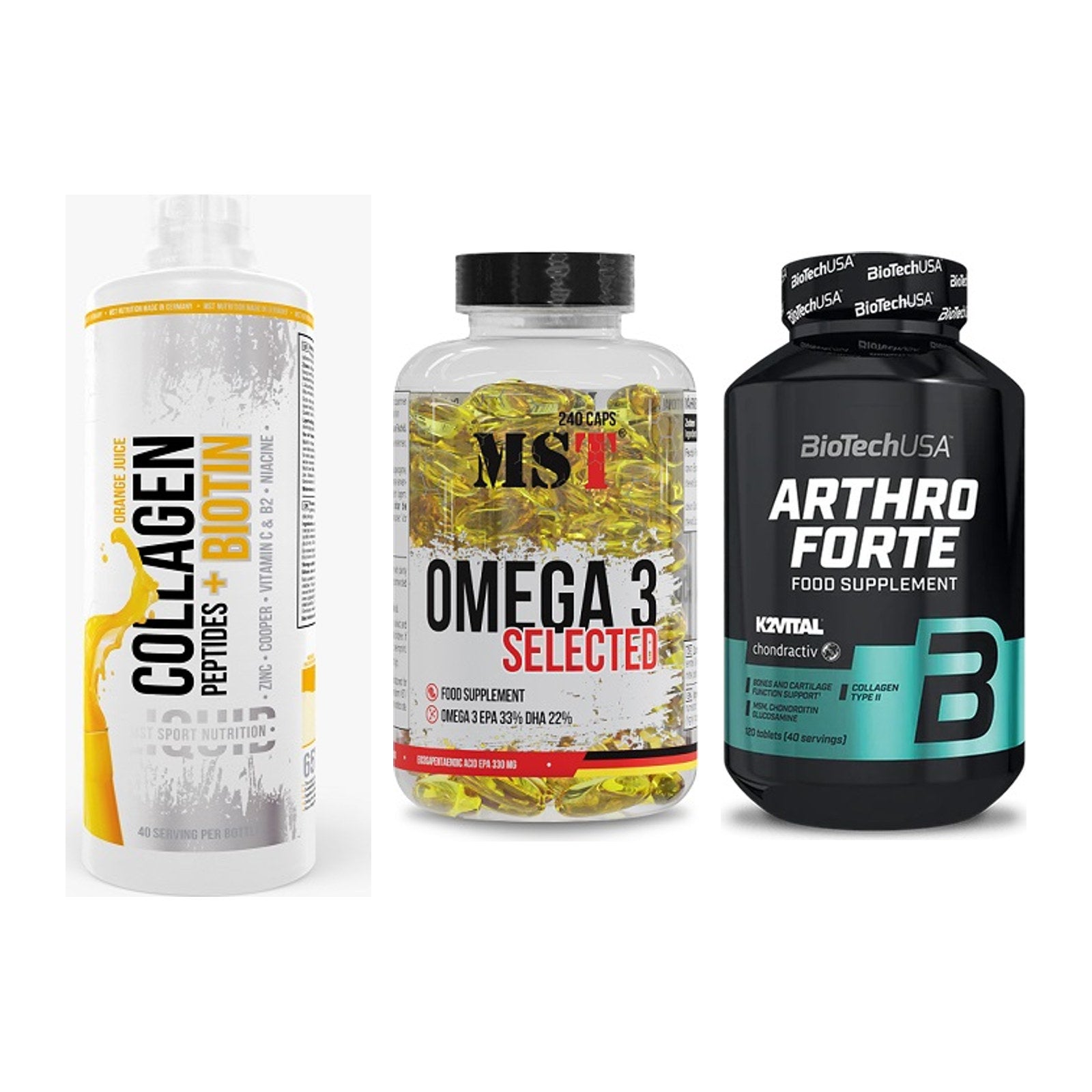 Gelenk-Set: MST Collagen + MST Omega 3 + BioTech Arthro – alle enthaltenen Artikel