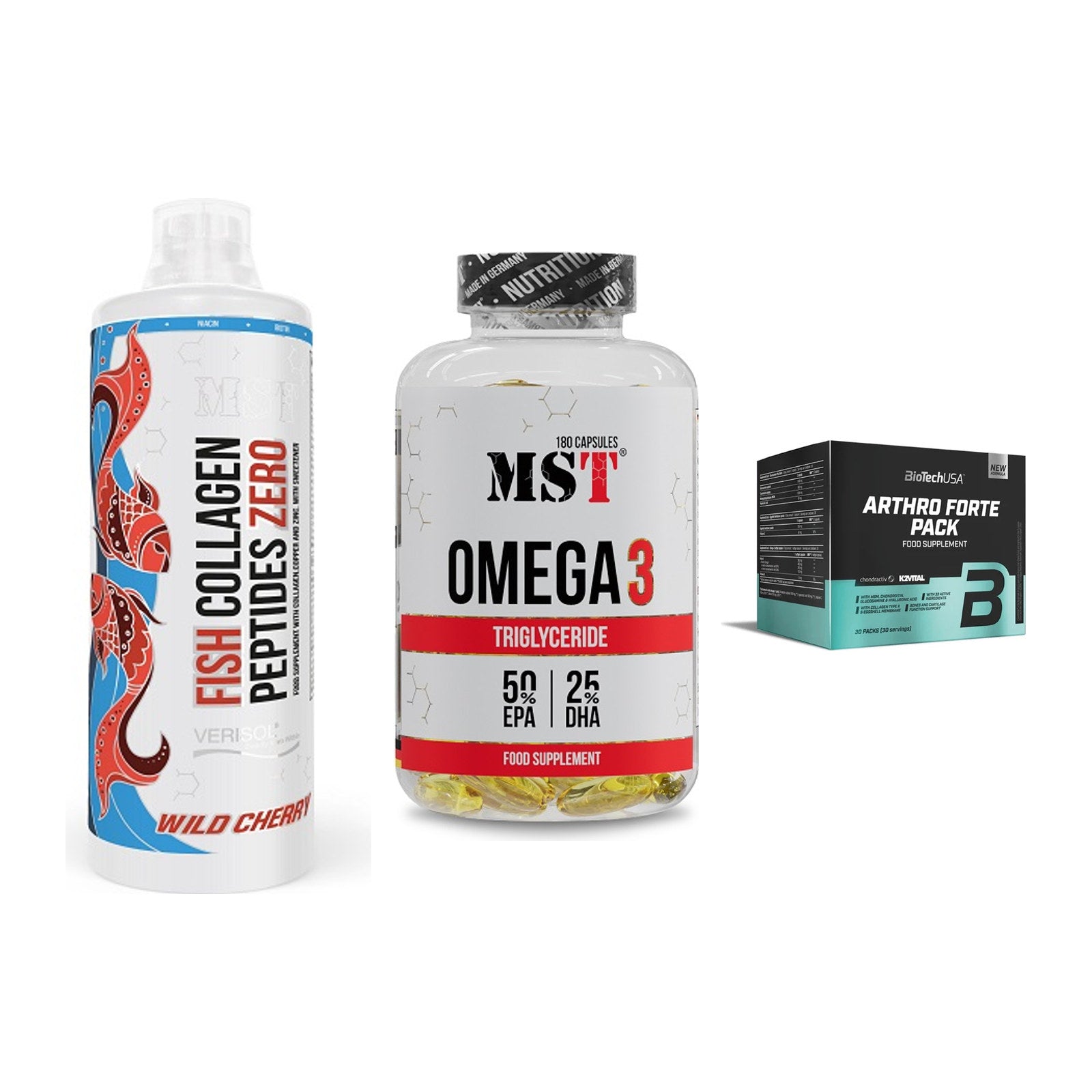 Gelenk-Set: MST Fish Collagen + MST Omega 3 + BioTech Arthro – alle enthaltenen Artikel