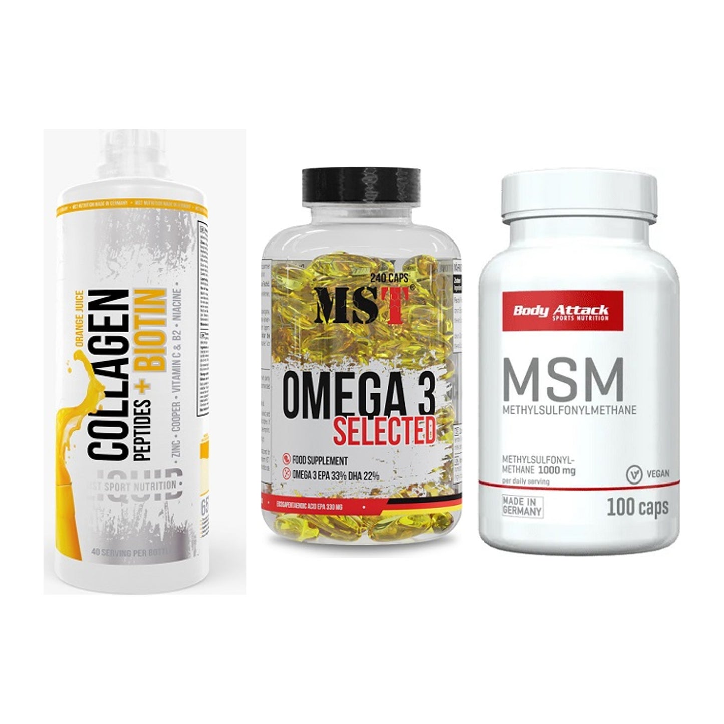 Gelenk-Set: MST Collagen + MST Omega 3 + Body Attack MSM – alle enthaltenen Artikel