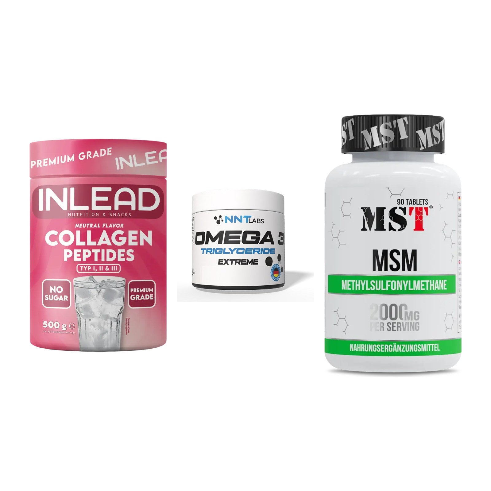 Gelenk-Set: INLEAD Collagen + NNT Omega 3 + MST MSM 2000 / – alle enthaltenen Artikel