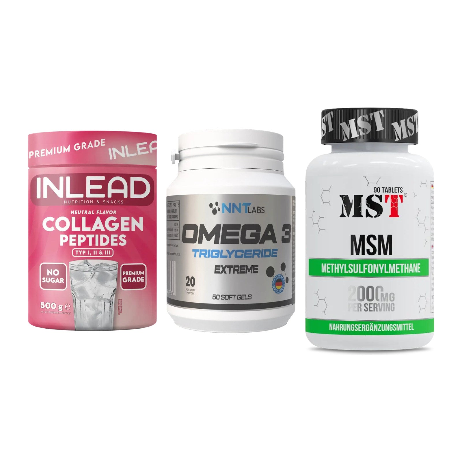 Gelenk-Set: INLEAD Collagen + NNT Omega 3 + MST MSM 2000 / – alle enthaltenen Artikel