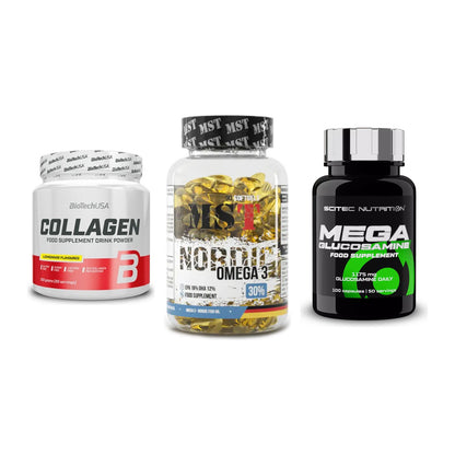 Gelenk-Set: BioTech Collagen + MST Omega 3 + Scitec Mega – alle enthaltenen Artikel