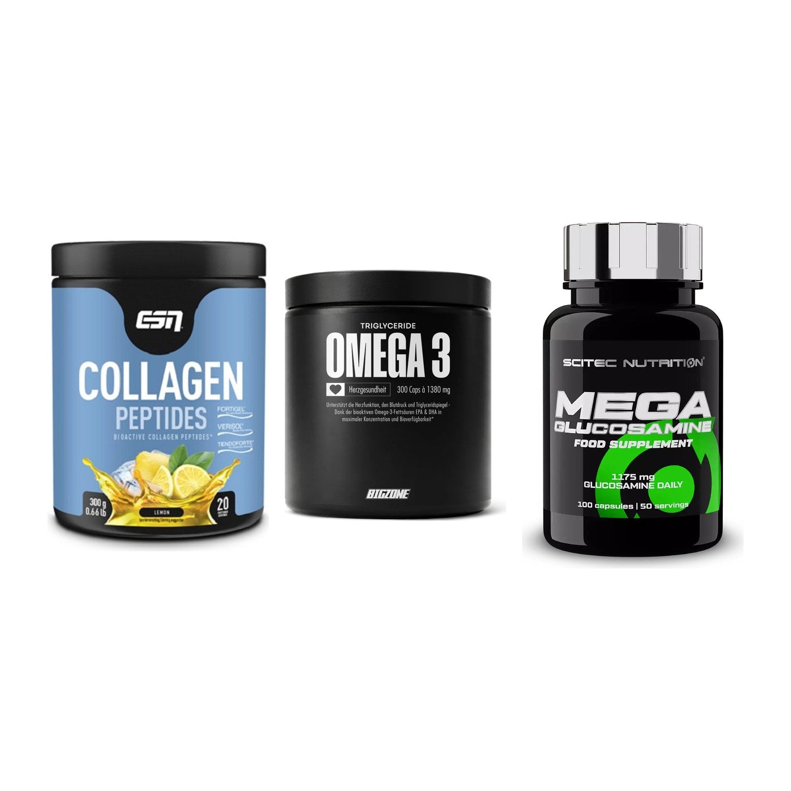 Gelenk-Set: ESN Collagen + Big Zone Omega 3 + Scitec Mega – alle enthaltenen Artikel