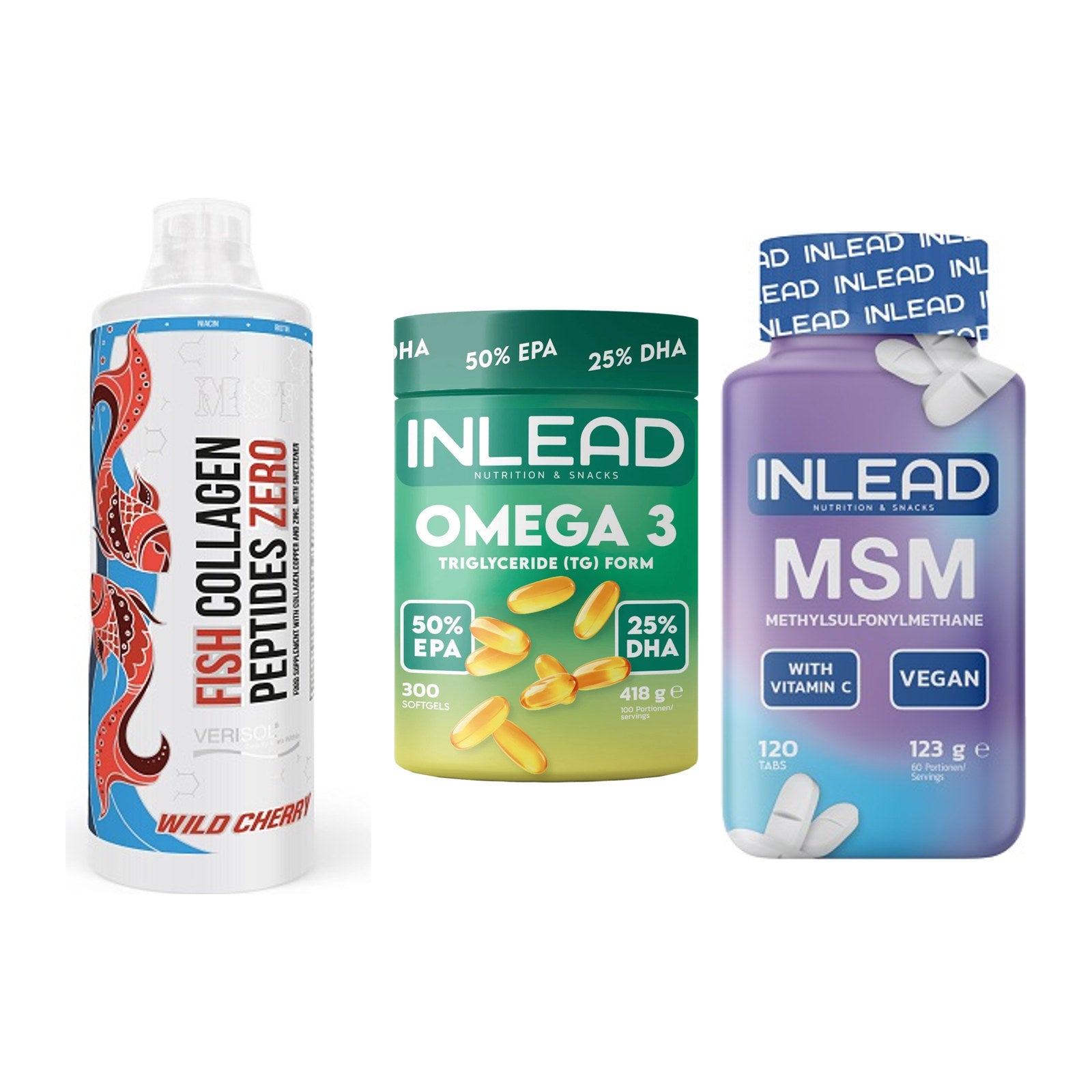 Gelenk-Set: MST Fish Collagen + INLEAD Omega-3 + INLEAD MSM – alle enthaltenen Artikel