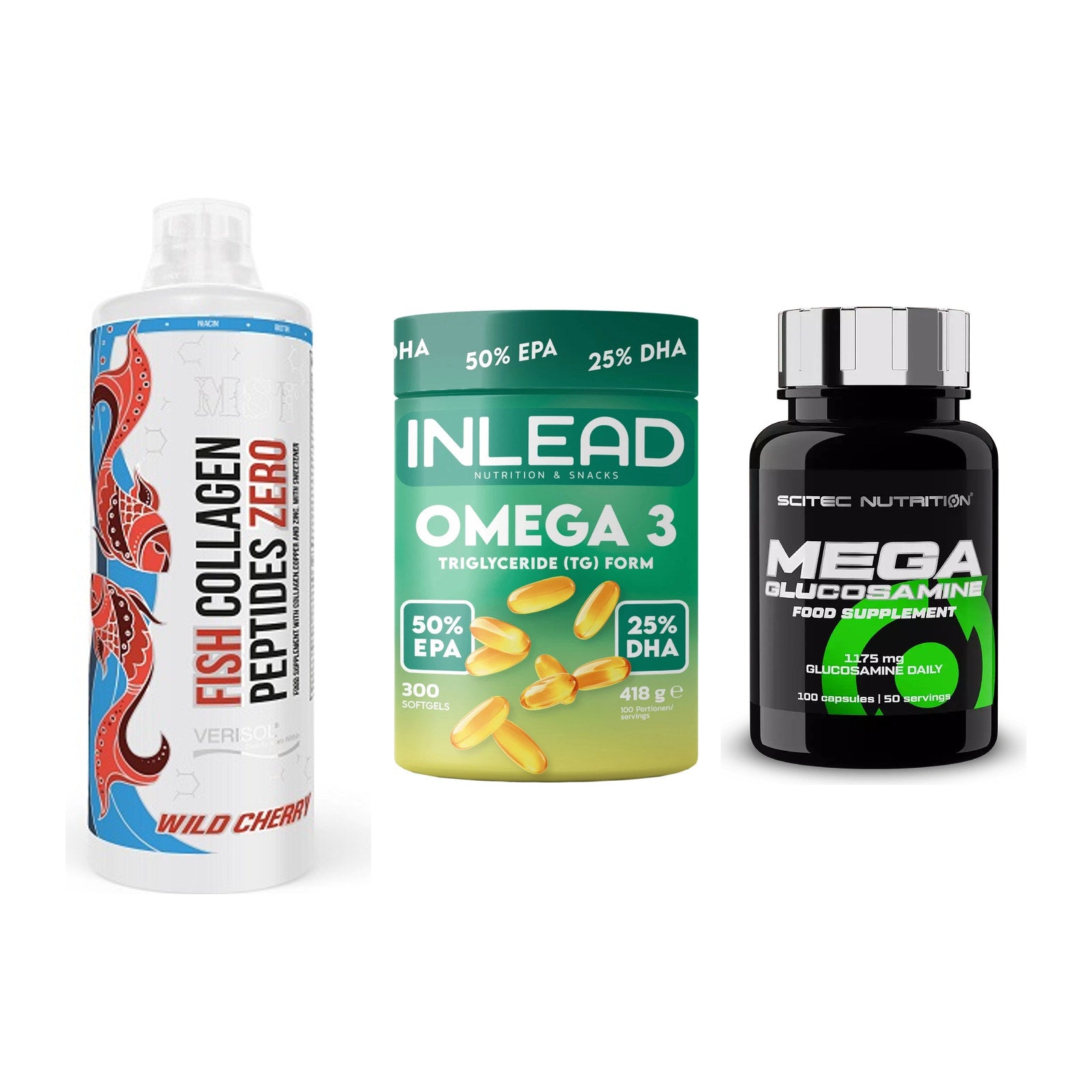 Gelenk-Set: MST Fish Collagen + INLEAD Omega-3 + Scitec Mega – alle enthaltenen Artikel