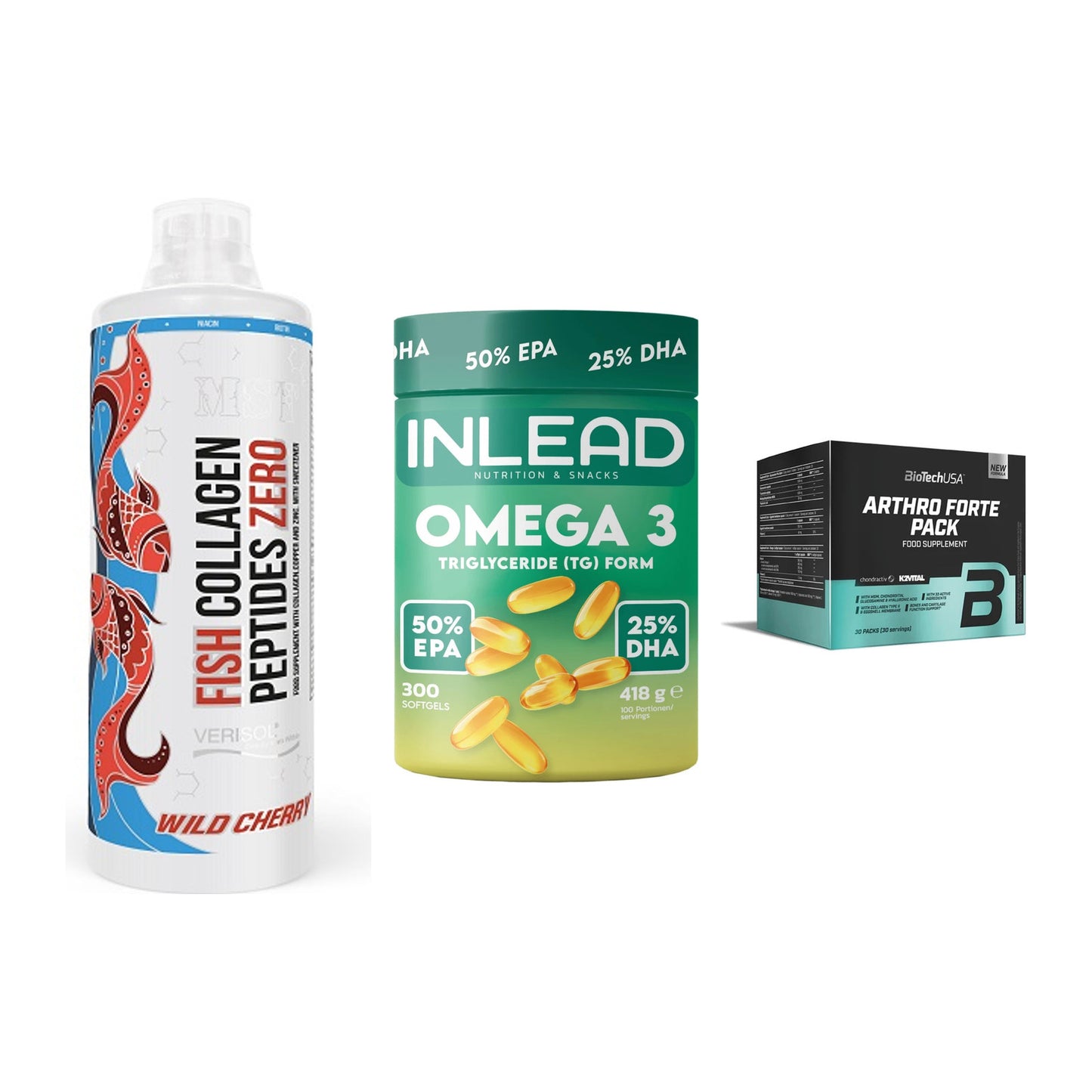 Gelenk-Set: MST Fish Collagen + INLEAD Omega-3 + BioTech Arthro – alle enthaltenen Artikel