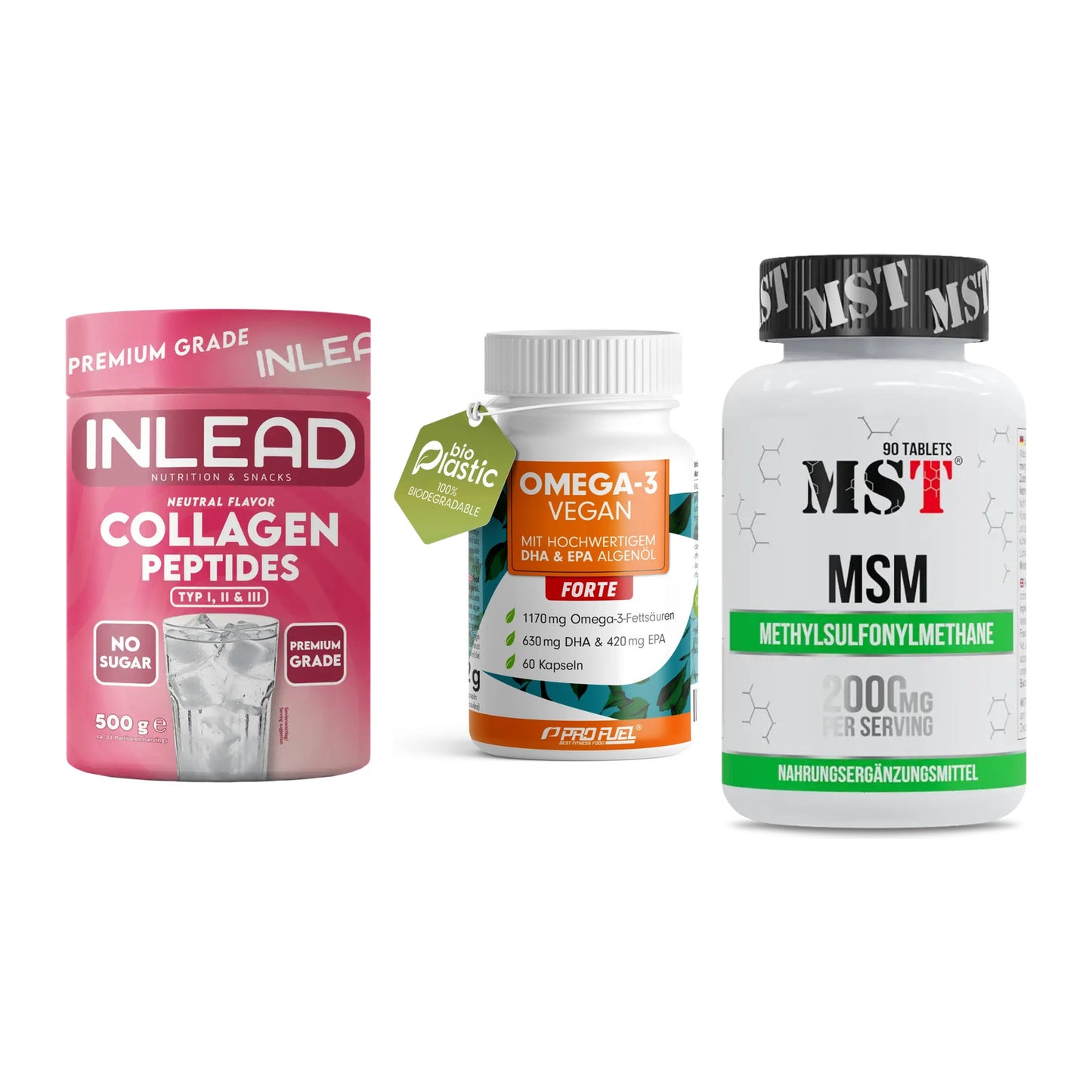 Gelenk-Set: INLEAD Collagen + ProFuel Omega 3 + MST MSM 2000 / – alle enthaltenen Artikel