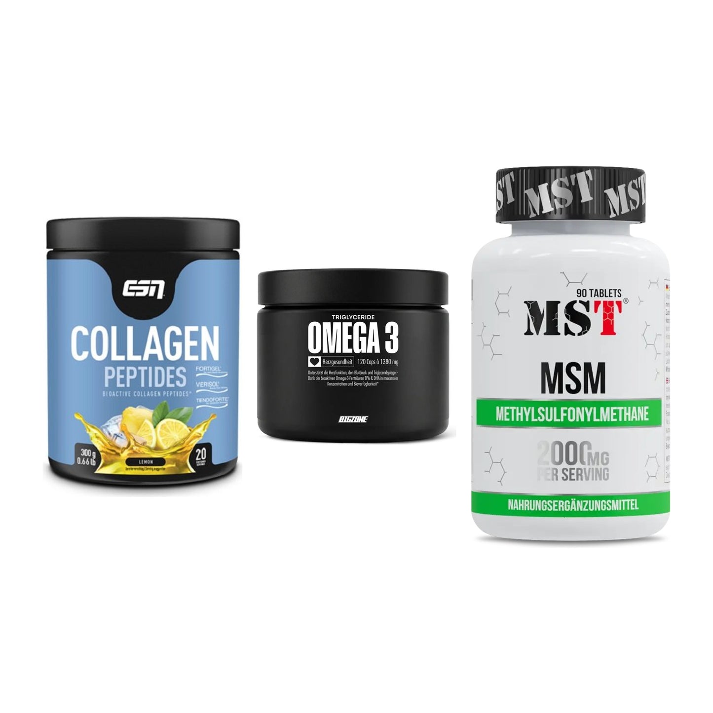 Gelenk-Set: ESN Collagen + Big Zone Omega 3 + MST MSM 2000 / – alle enthaltenen Artikel