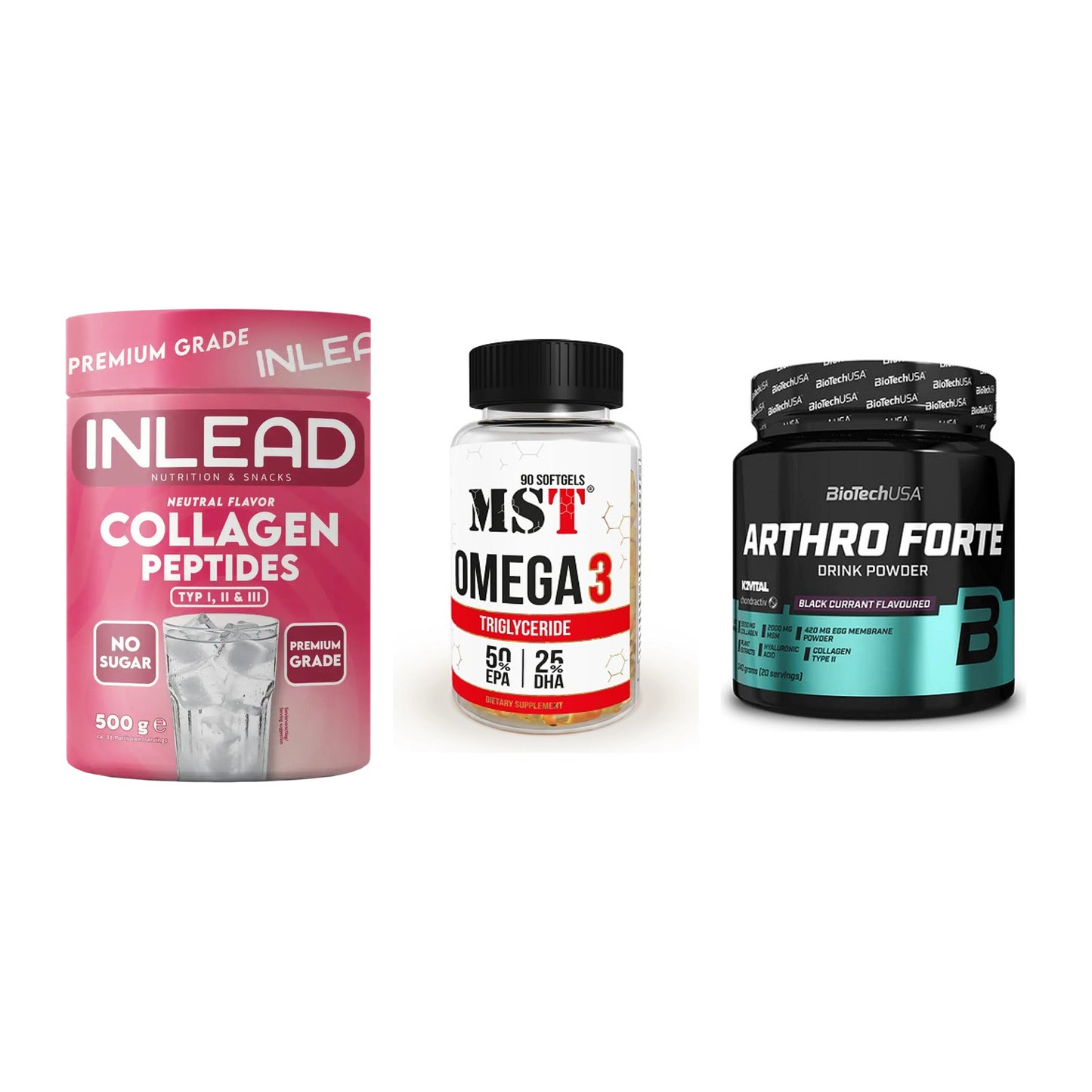 Gelenk-Set: INLEAD Collagen + MST Omega 3 + BioTech Arthro – alle enthaltenen Artikel