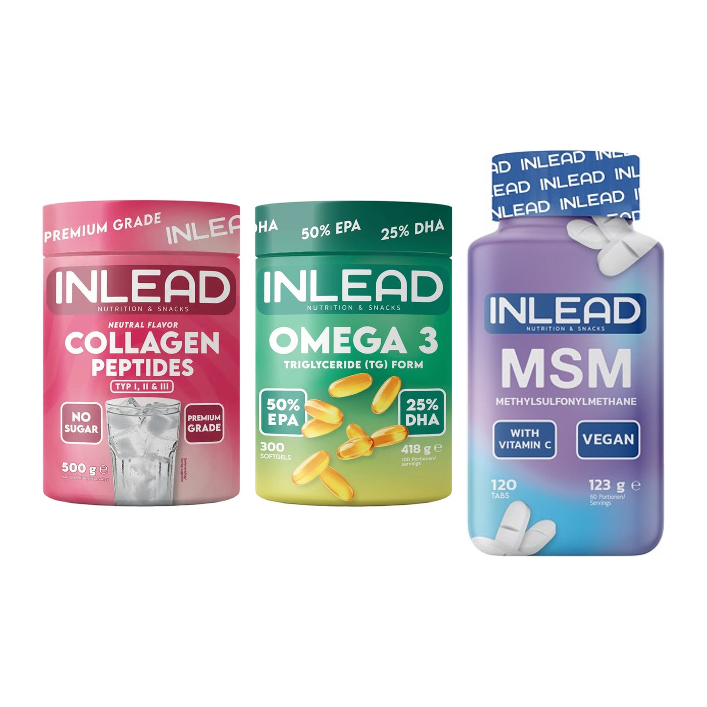 Gelenk-Set: INLEAD Collagen + INLEAD Omega-3 + INLEAD MSM – alle enthaltenen Artikel