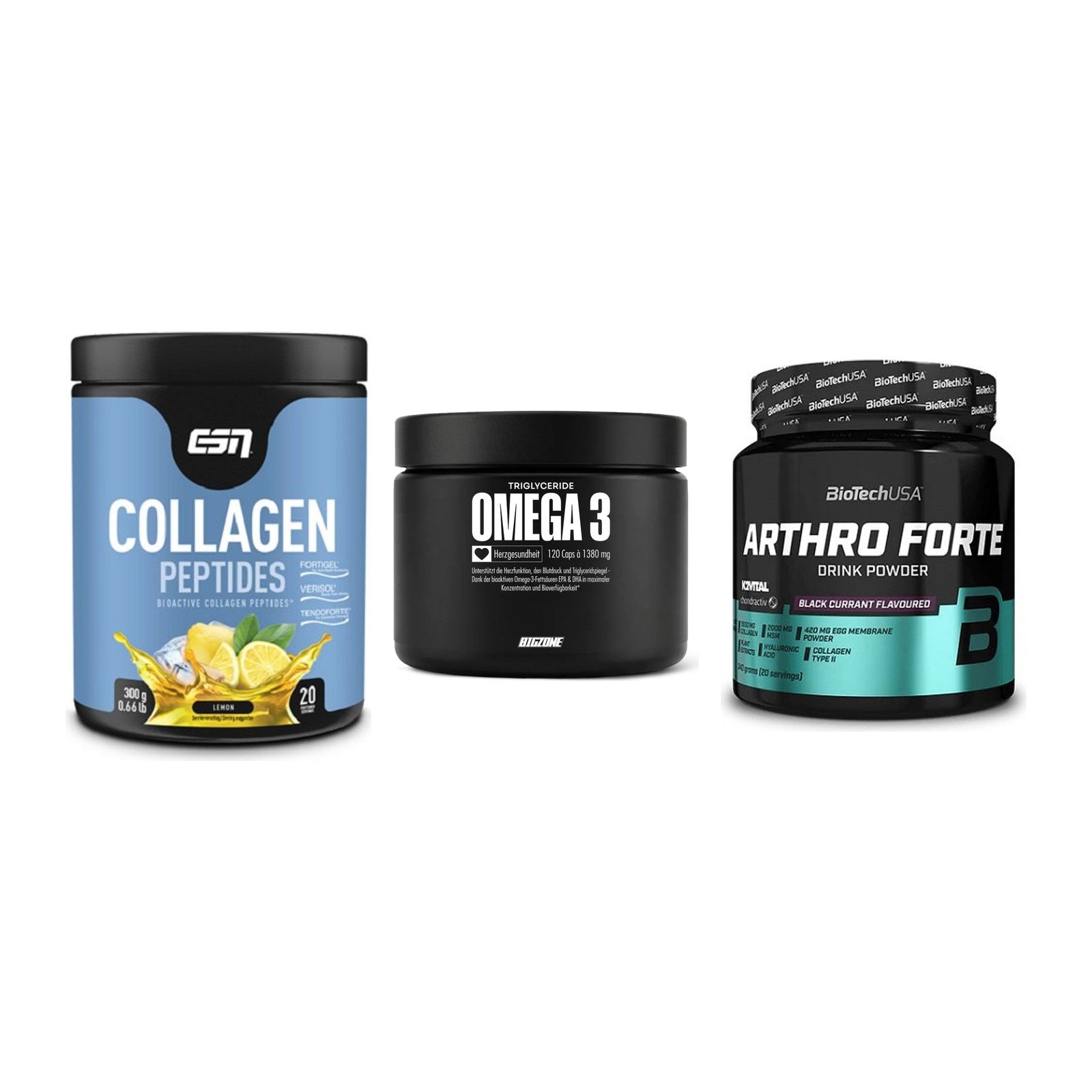 Gelenk-Set: ESN Collagen + Big Zone Omega 3 + BioTech Arthro – alle enthaltenen Artikel