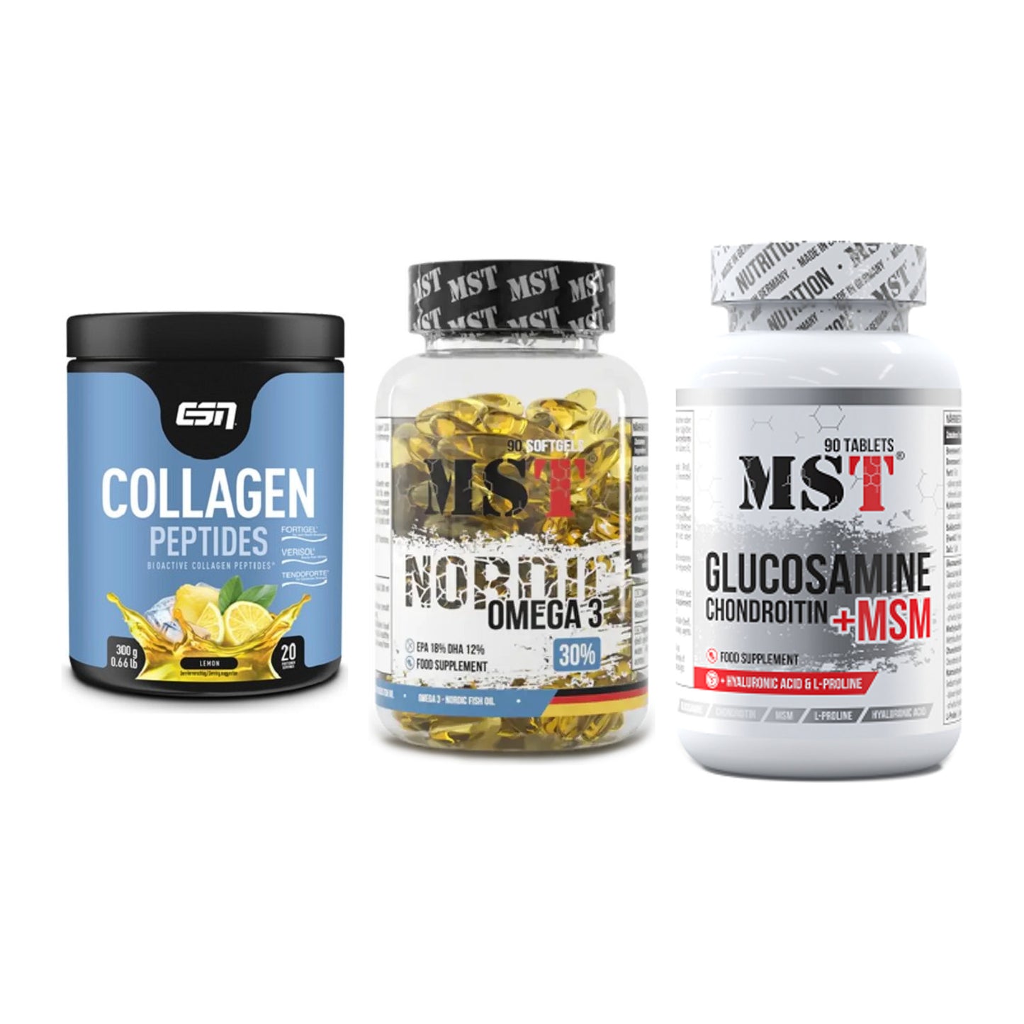 Gelenk-Set: ESN Collagen + MST Omega 3 + MST Glucosamine – alle enthaltenen Artikel