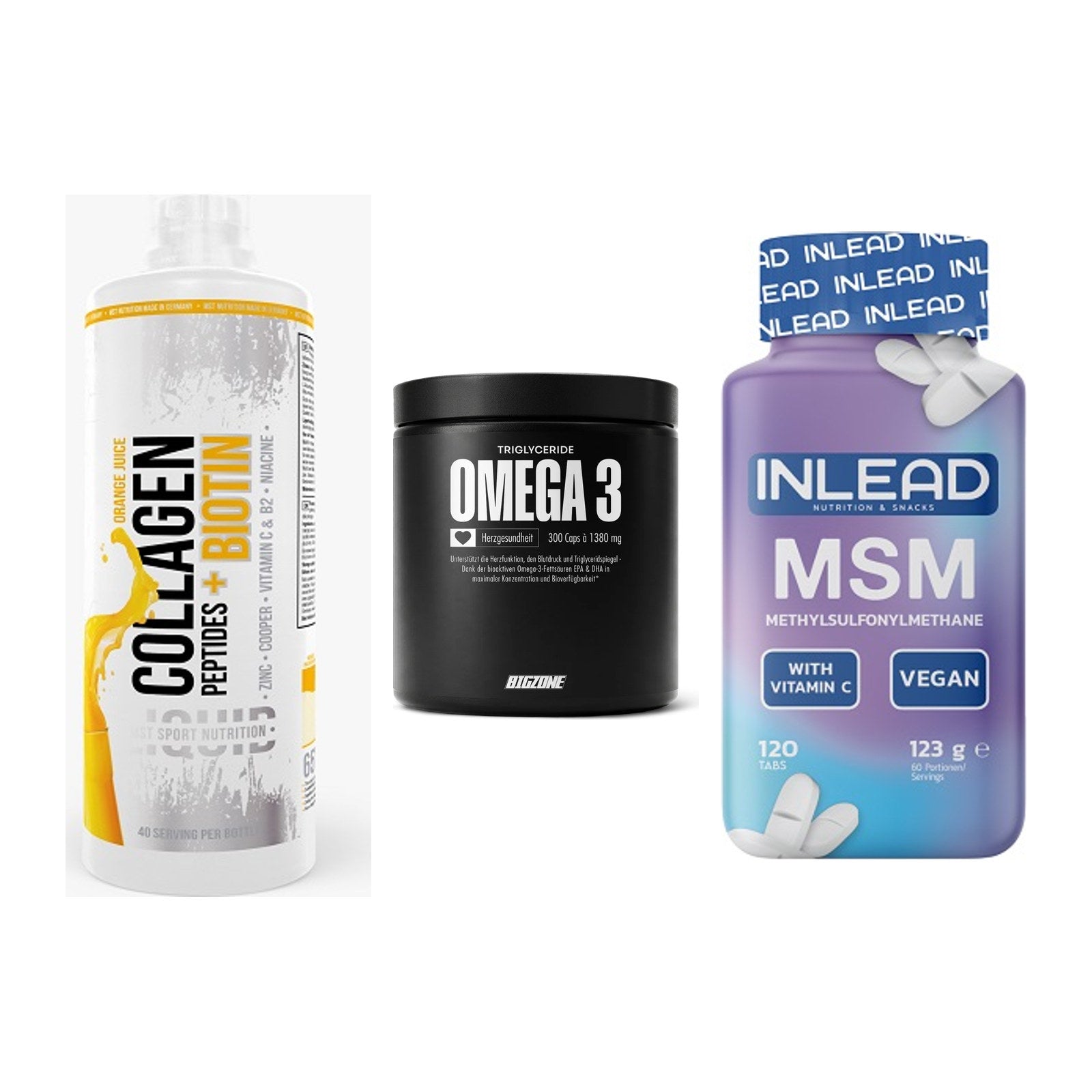 Gelenk-Set: MST Collagen + Big Zone Omega 3 + INLEAD MSM – alle enthaltenen Artikel