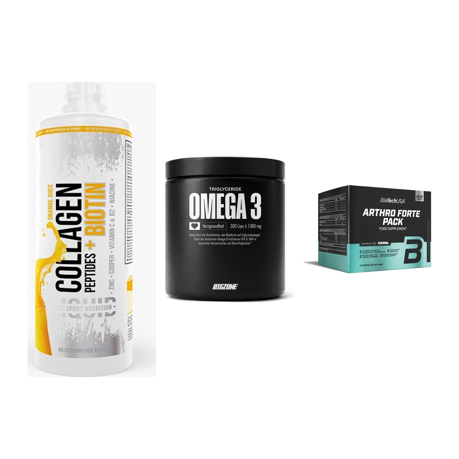 Gelenk-Set: MST Collagen + Big Zone Omega 3 + BioTech Arthro – alle enthaltenen Artikel