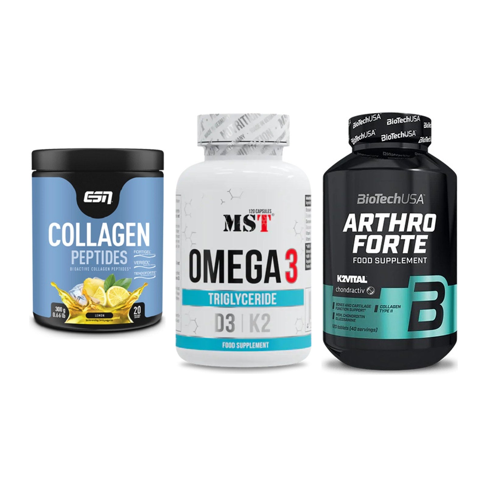 Gelenk-Set: ESN Collagen + MST Omega 3 500 + BioTech Arthro – alle enthaltenen Artikel