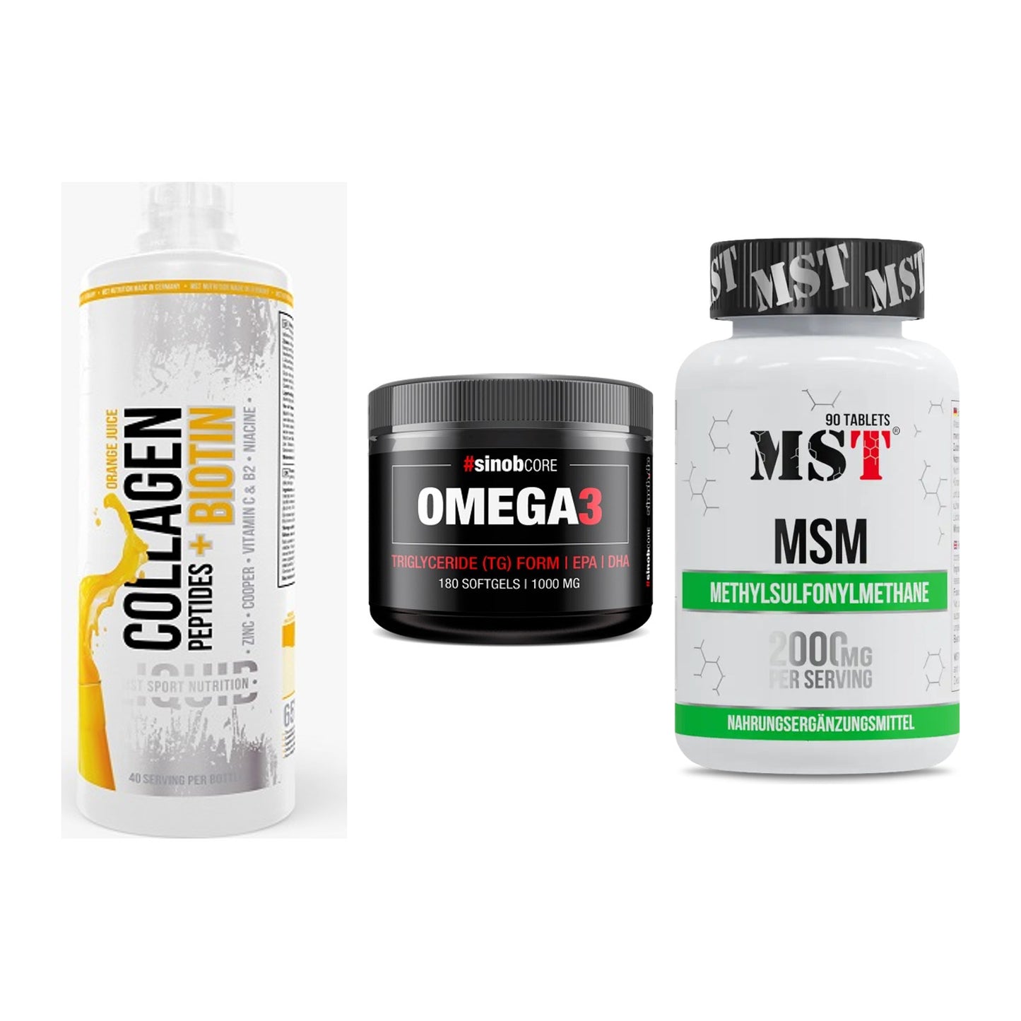 Gelenk-Set: MST Collagen + Sinob Omega 3 180 + MST MSM 2000 / – alle enthaltenen Artikel