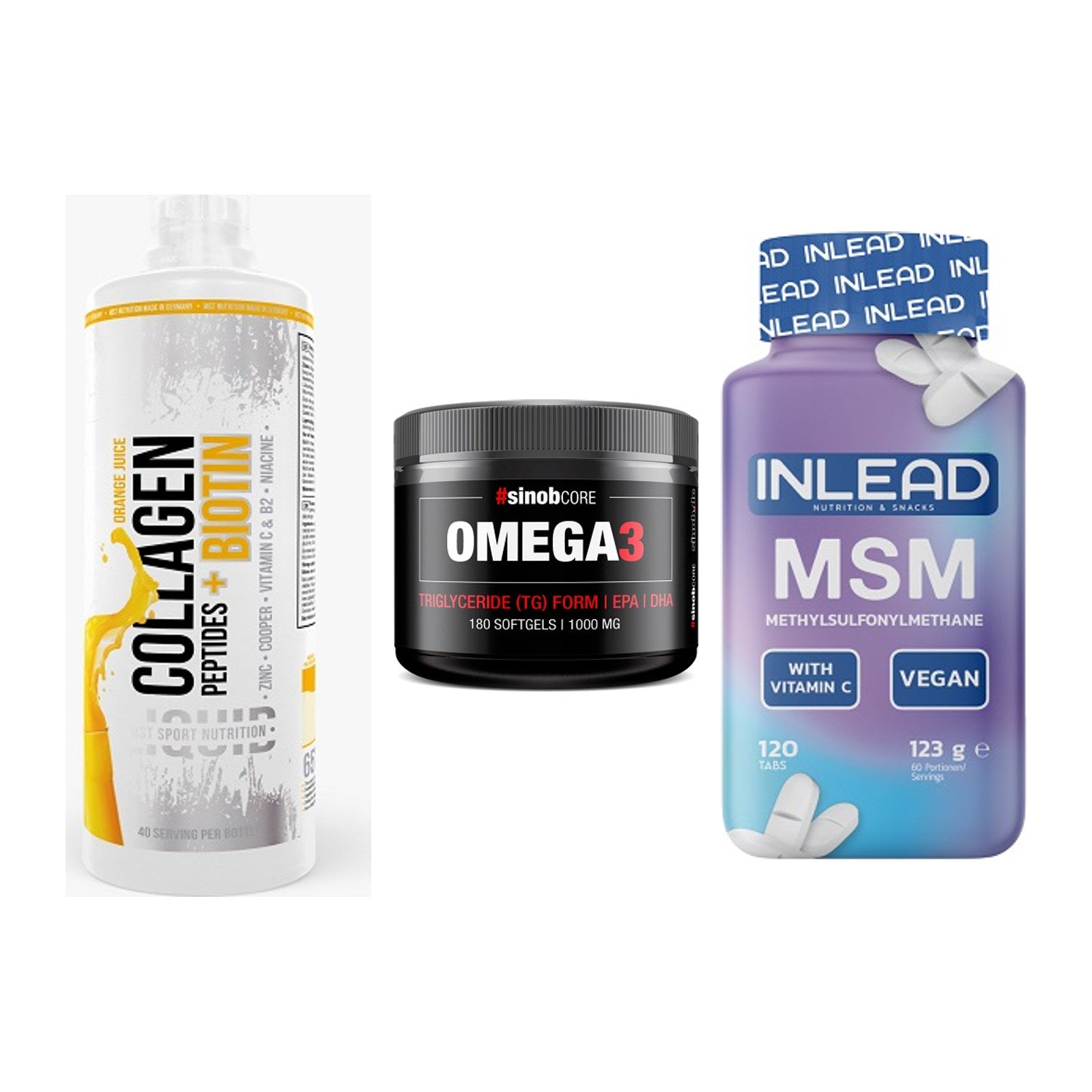 Gelenk-Set: MST Collagen + Sinob Omega 3 180 + INLEAD MSM – alle enthaltenen Artikel
