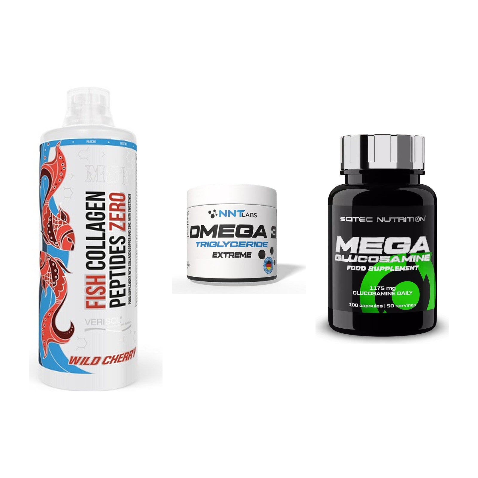 Gelenk-Set: MST Fish Collagen + NNT Omega 3 + Scitec Mega – alle enthaltenen Artikel