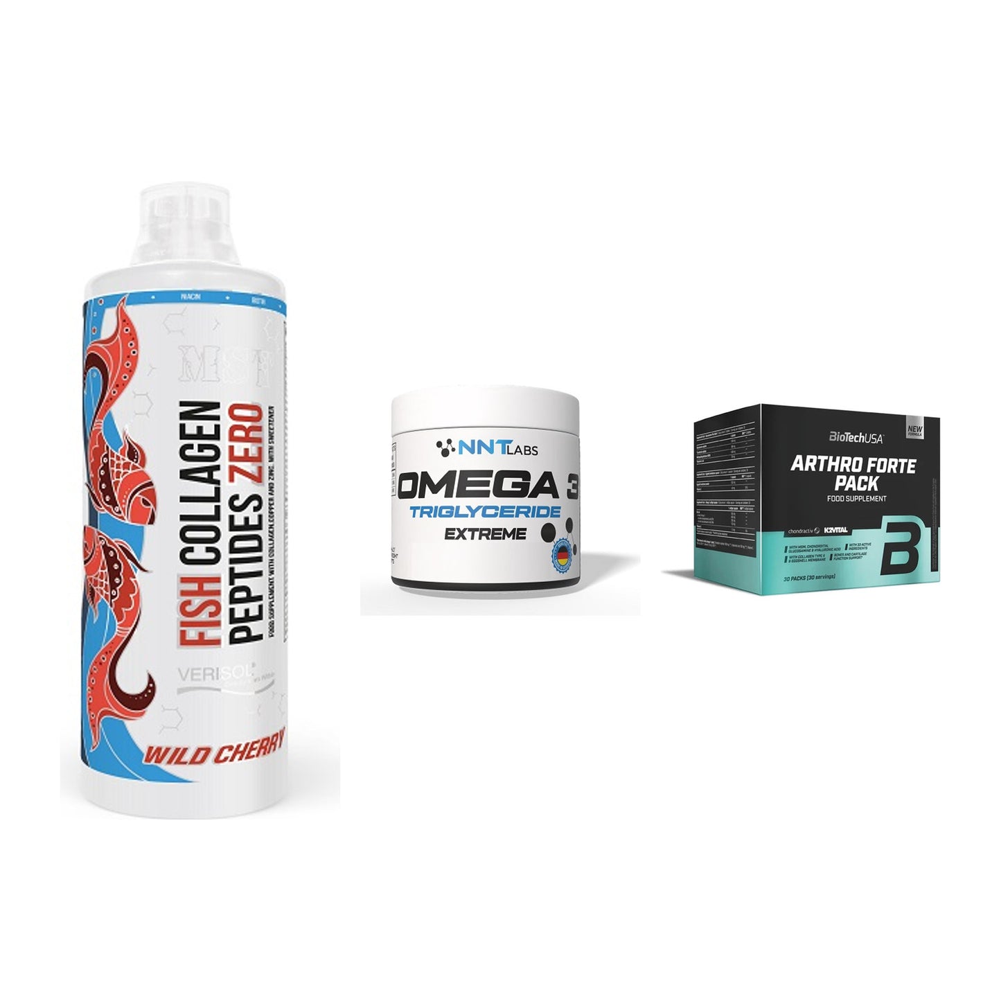 Gelenk-Set: MST Fish Collagen + NNT Omega 3 + BioTech Arthro – alle enthaltenen Artikel