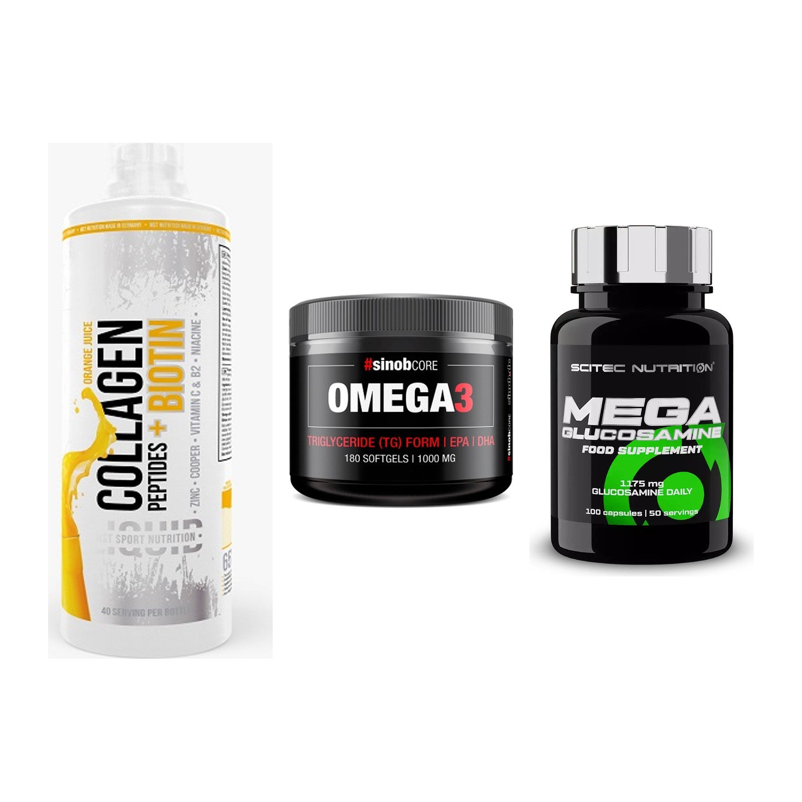 Gelenk-Set: MST Collagen + Sinob Omega 3 180 + Scitec Mega – alle enthaltenen Artikel