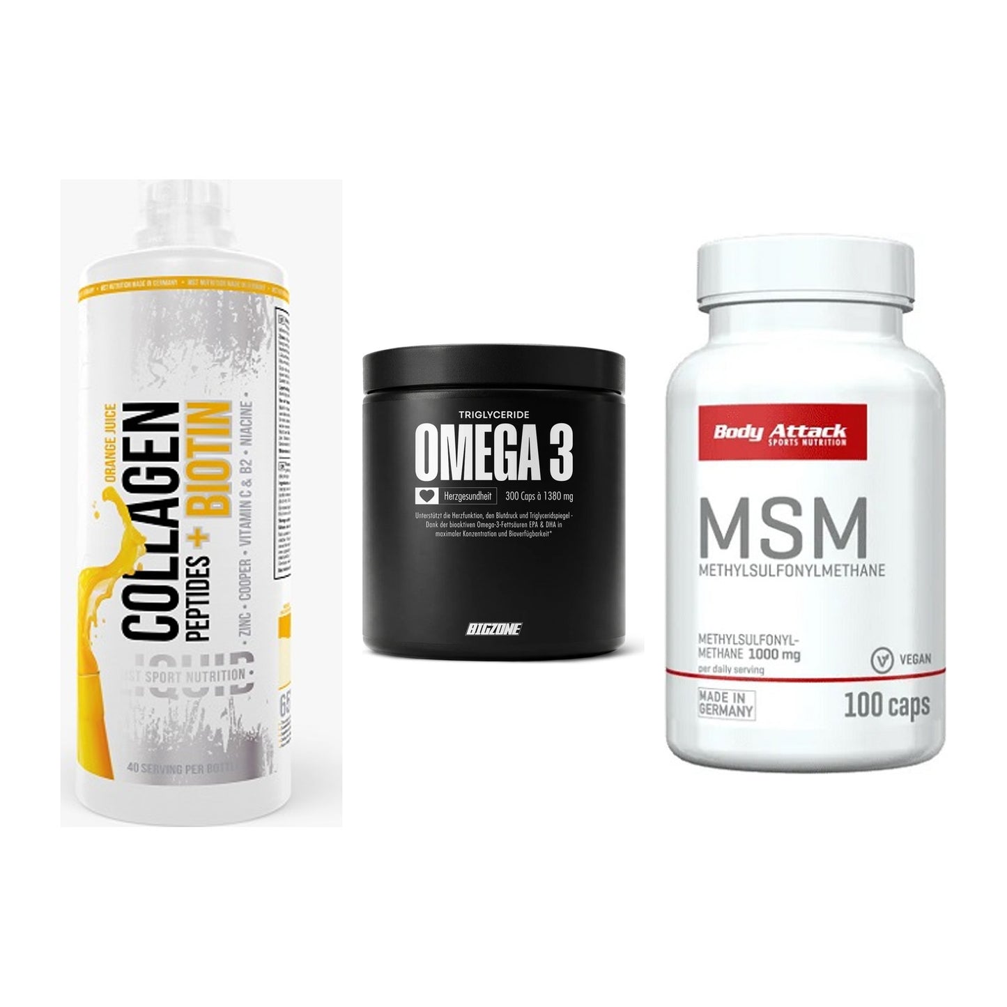 Gelenk-Set: MST Collagen + Big Zone Omega 3 + Body Attack MSM – alle enthaltenen Artikel
