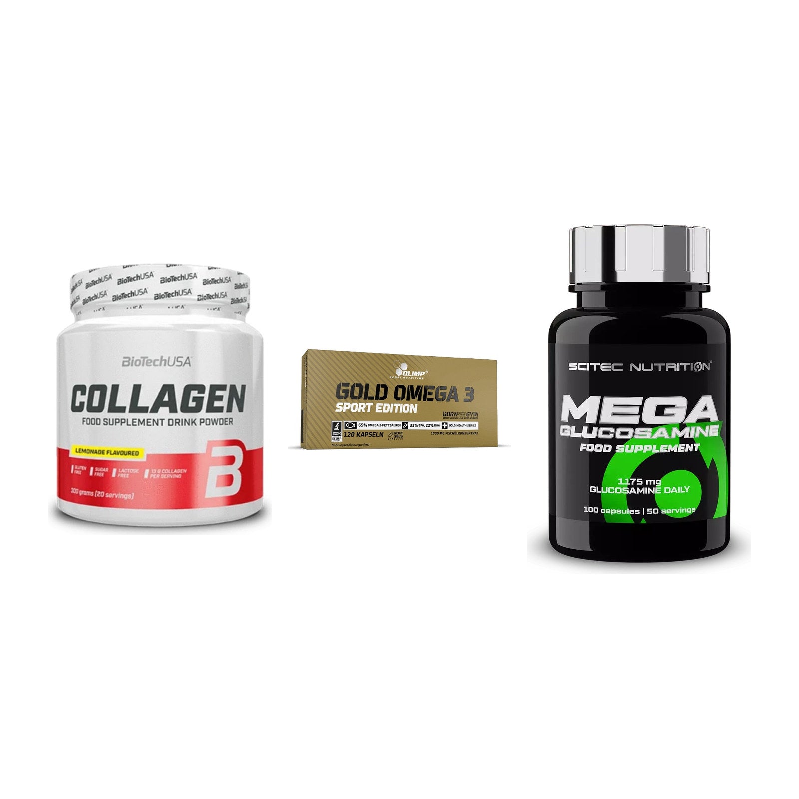 Gelenk-Set: BioTech Collagen + Olimp Omega 3 + Scitec Mega – alle enthaltenen Artikel