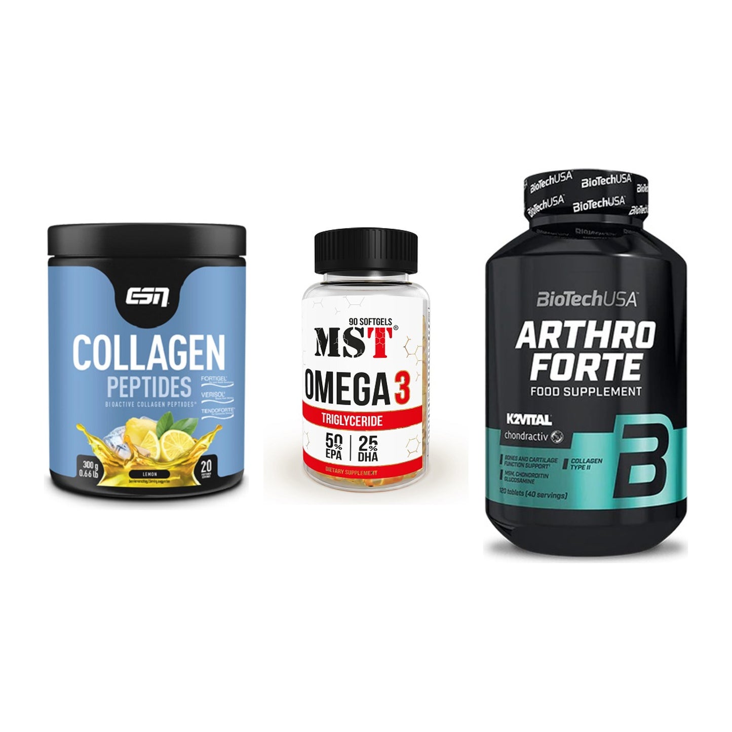 Gelenk-Set: ESN Collagen + MST Omega 3 + BioTech Arthro – alle enthaltenen Artikel