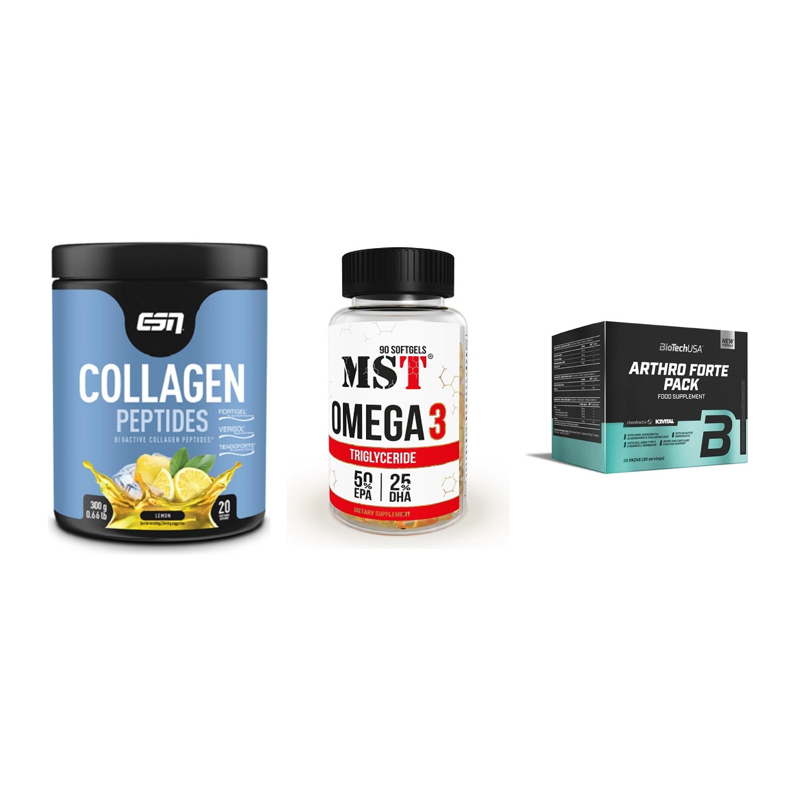 Gelenk-Set: ESN Collagen + MST Omega 3 + BioTech Arthro – alle enthaltenen Artikel