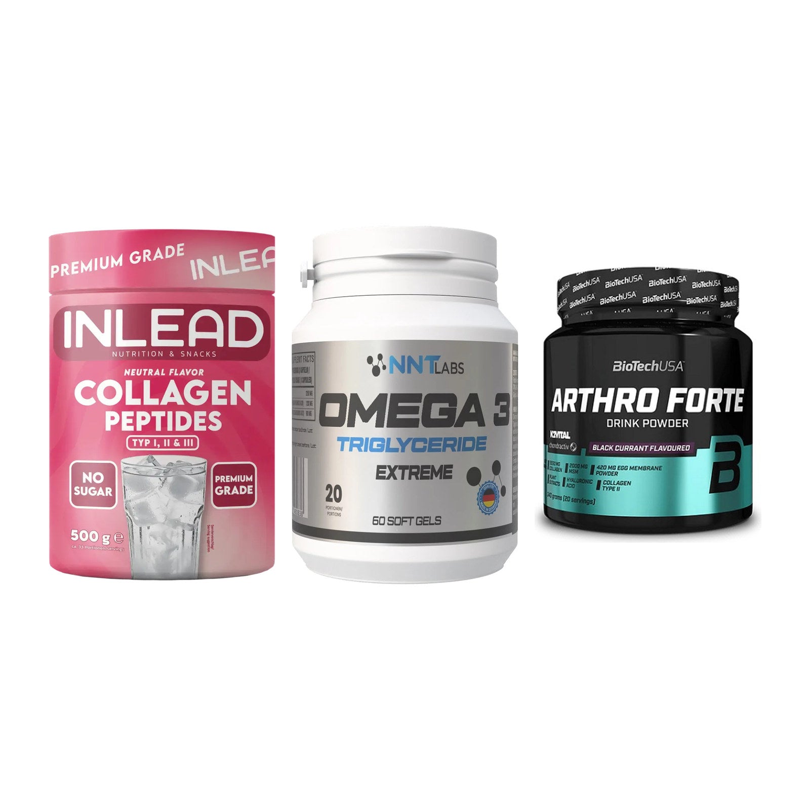 Gelenk-Set: INLEAD Collagen + NNT Omega 3 + BioTech Arthro – alle enthaltenen Artikel