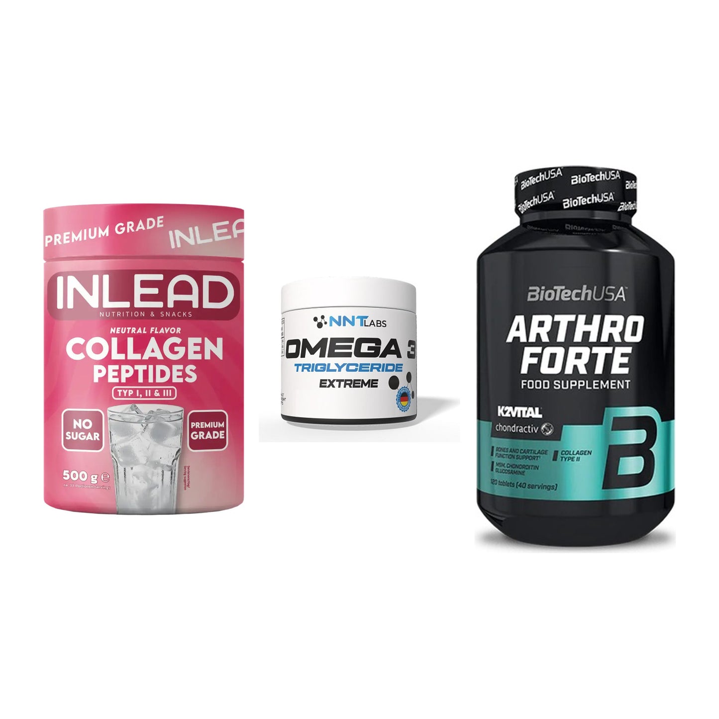 Gelenk-Set: INLEAD Collagen + NNT Omega 3 + BioTech Arthro – alle enthaltenen Artikel