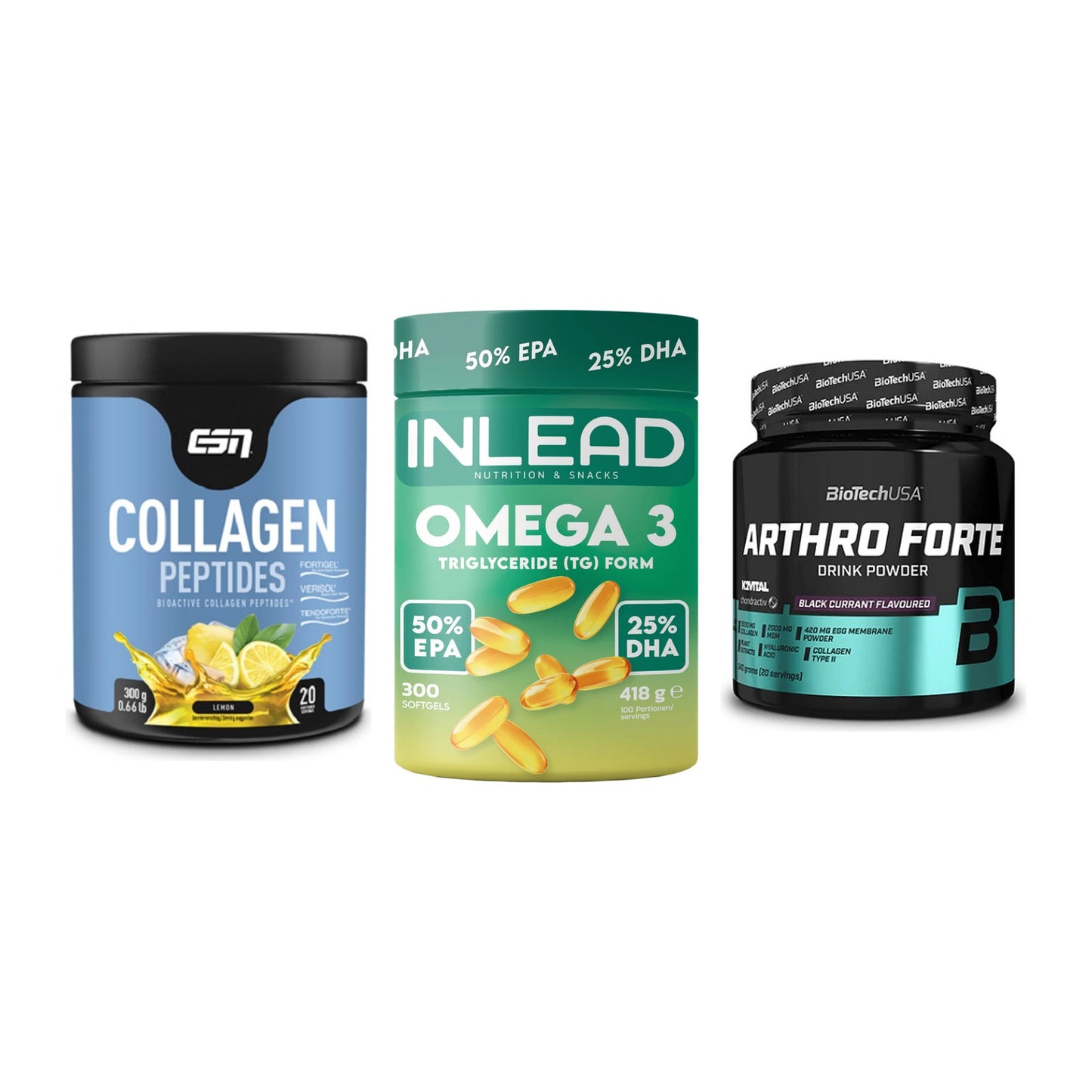 Gelenk-Set: ESN Collagen + INLEAD Omega-3 + BioTech Arthro – alle enthaltenen Artikel