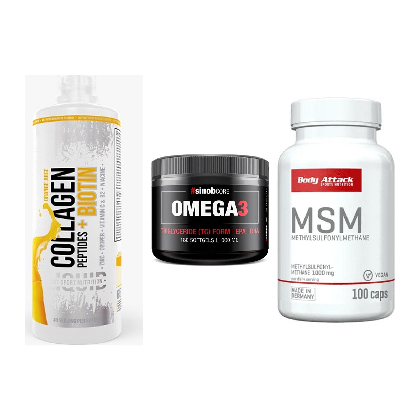 Gelenk-Set: MST Collagen + Sinob Omega 3 180 + Body Attack MSM – alle enthaltenen Artikel