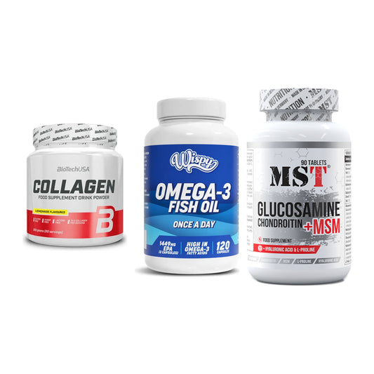 Gelenk-Set: BioTech Collagen + Wispy Omega 3 + MST Glucosamine – alle enthaltenen Artikel