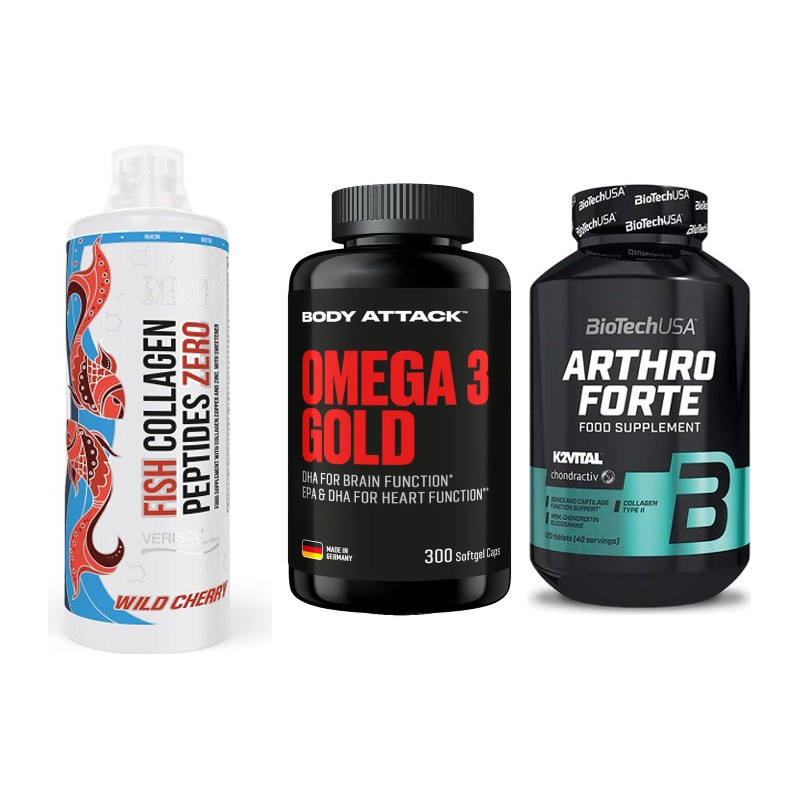 Gelenk-Set: MST Fish Collagen + Body Attack Omega + BioTech Arthro – alle enthaltenen Artikel