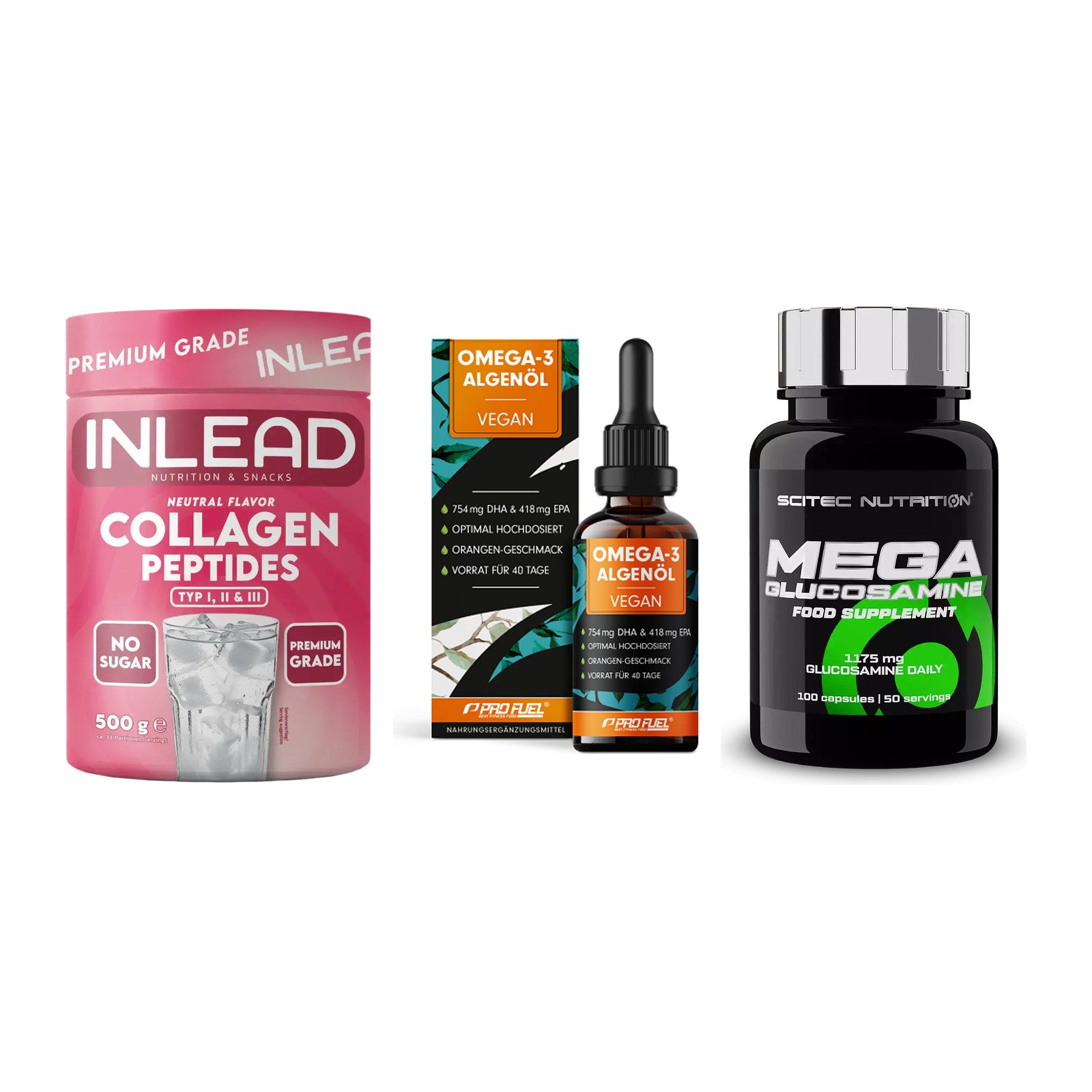 Gelenk-Set: INLEAD Collagen + ProFuel Omega 3 + Scitec Mega – alle enthaltenen Artikel