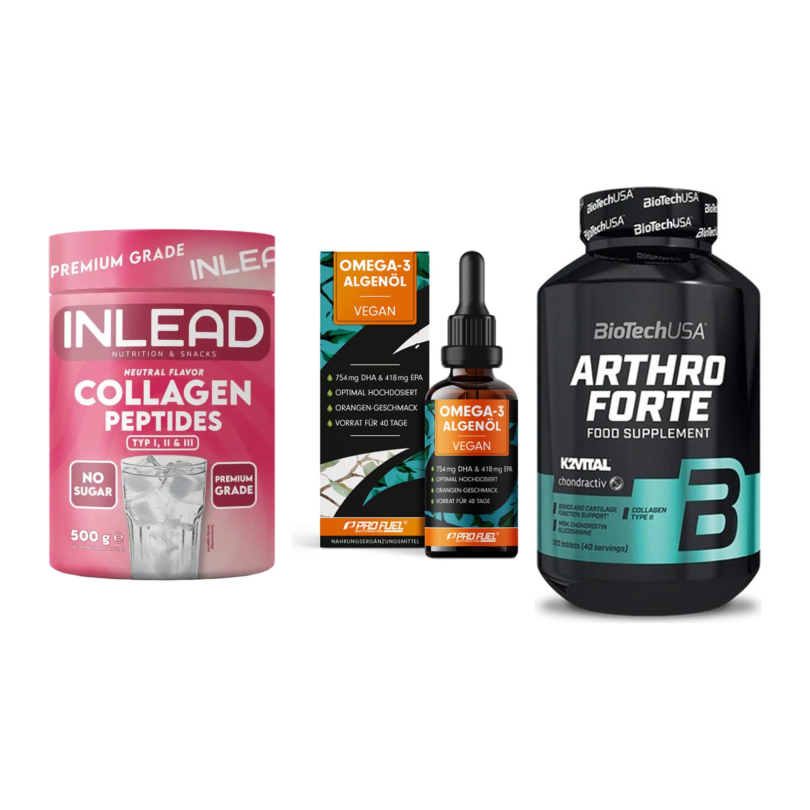 Gelenk-Set: INLEAD Collagen + ProFuel Omega 3 + BioTech Arthro – alle enthaltenen Artikel