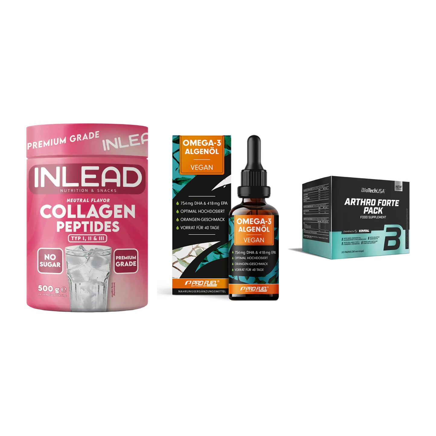 Gelenk-Set: INLEAD Collagen + ProFuel Omega 3 + BioTech Arthro – alle enthaltenen Artikel
