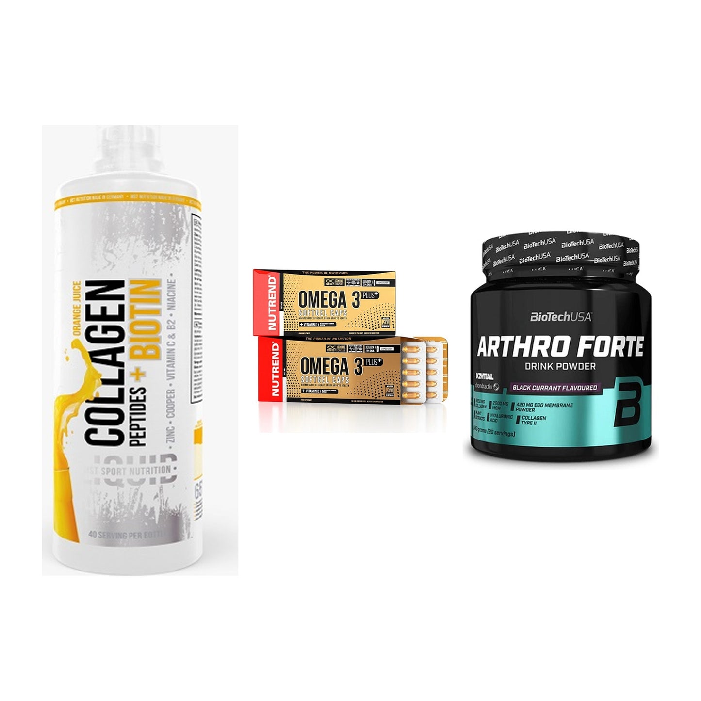 Gelenk-Set: MST Collagen + Nutrend Omega 3 + BioTech Arthro – alle enthaltenen Artikel