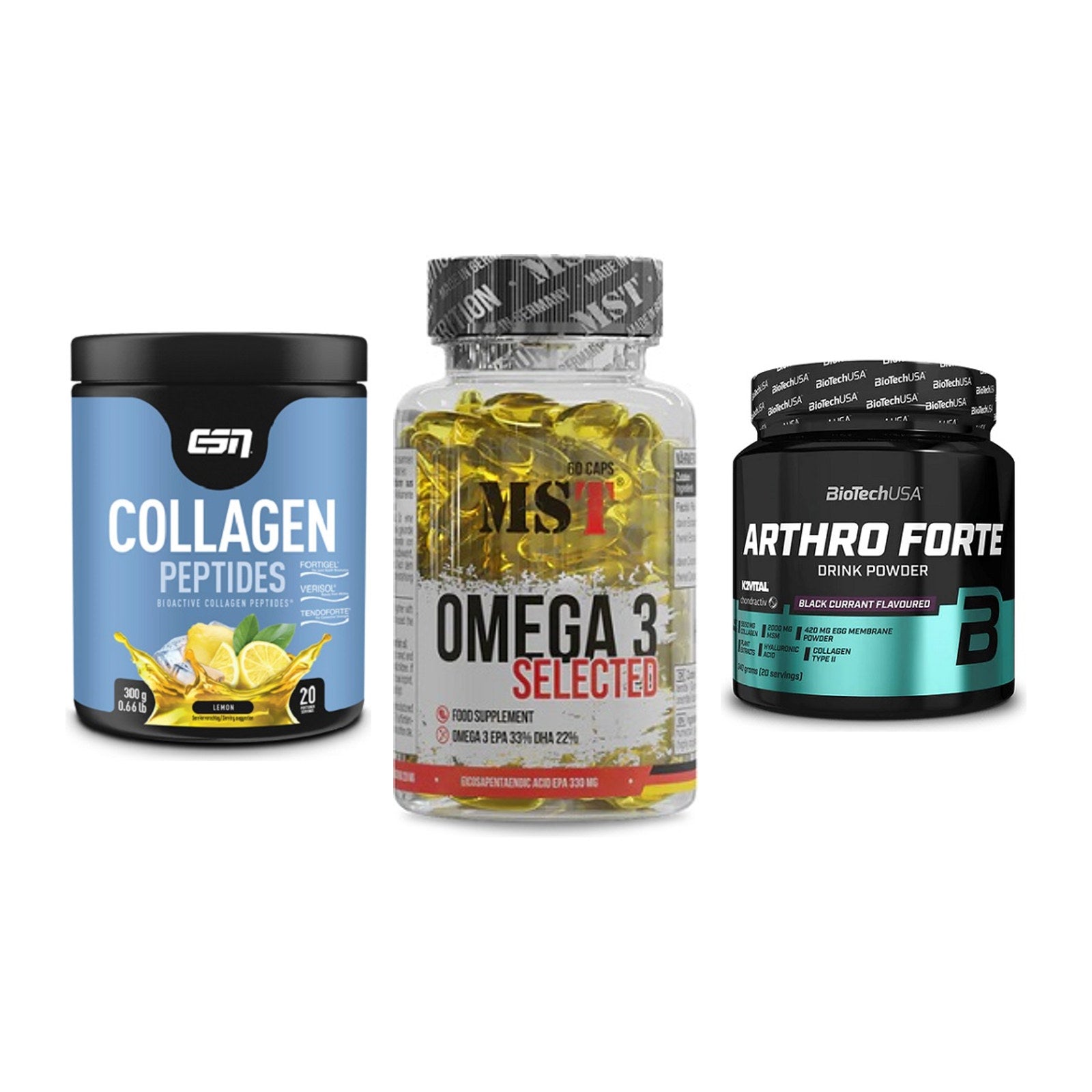 Gelenk-Set: ESN Collagen + MST Omega 3 + BioTech Arthro – alle enthaltenen Artikel